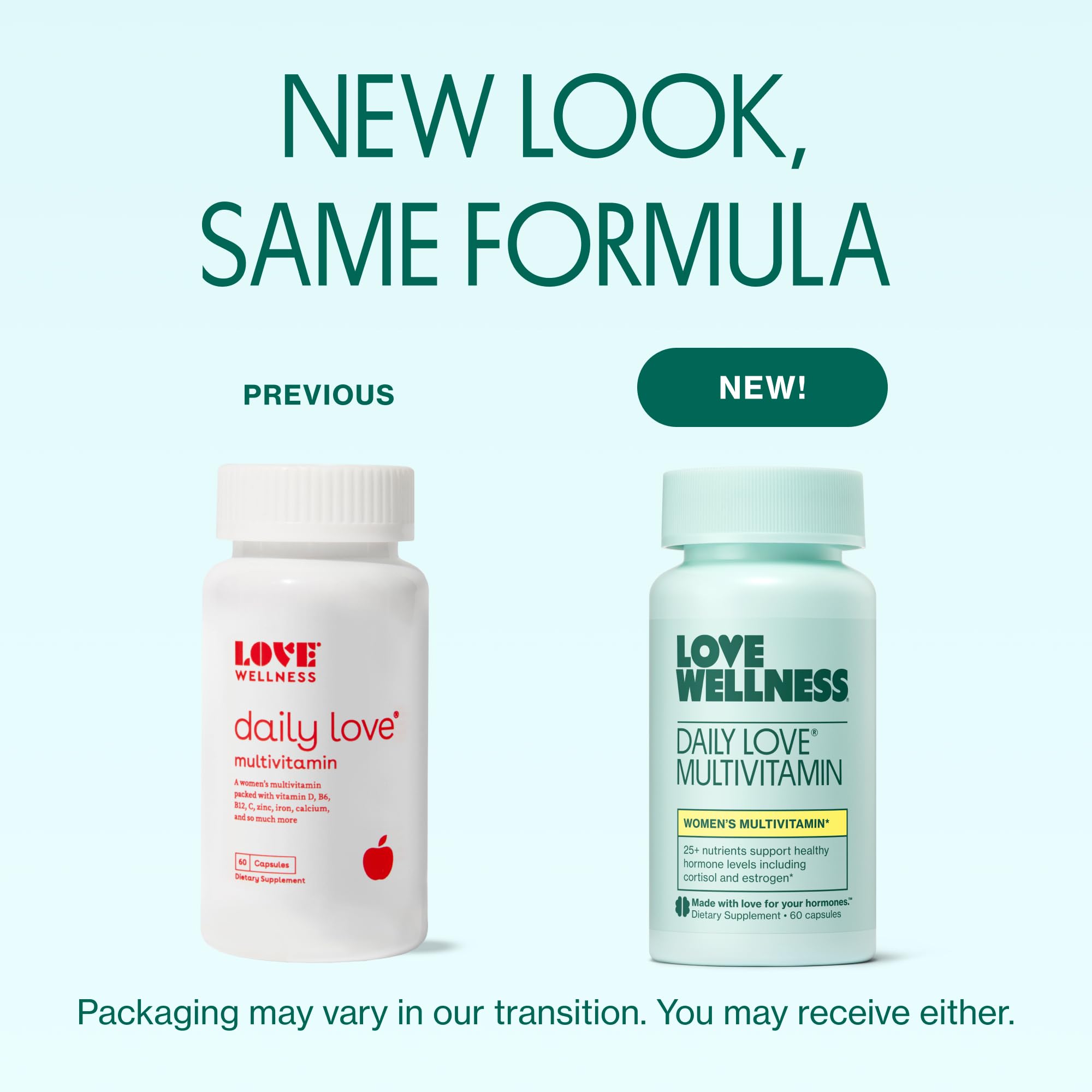 Love Wellness Daily Love Multivitamin for Women | Supports Energy, Cortisol, Immune Health, Stress Relief, & PMS | Complete with Vitamin D, C, Iron, Calcium, Zinc, & Biotin, Magnesium | 60 Count: Love Wellness Daily Love Multivitamin for Women | Supports Energy, Cortisol, Immune Health, Stress Relief, & PMS | Complete with Vitamin D, C, Iron, Calcium, Zinc, & Biotin, Magnesium | 60 Count