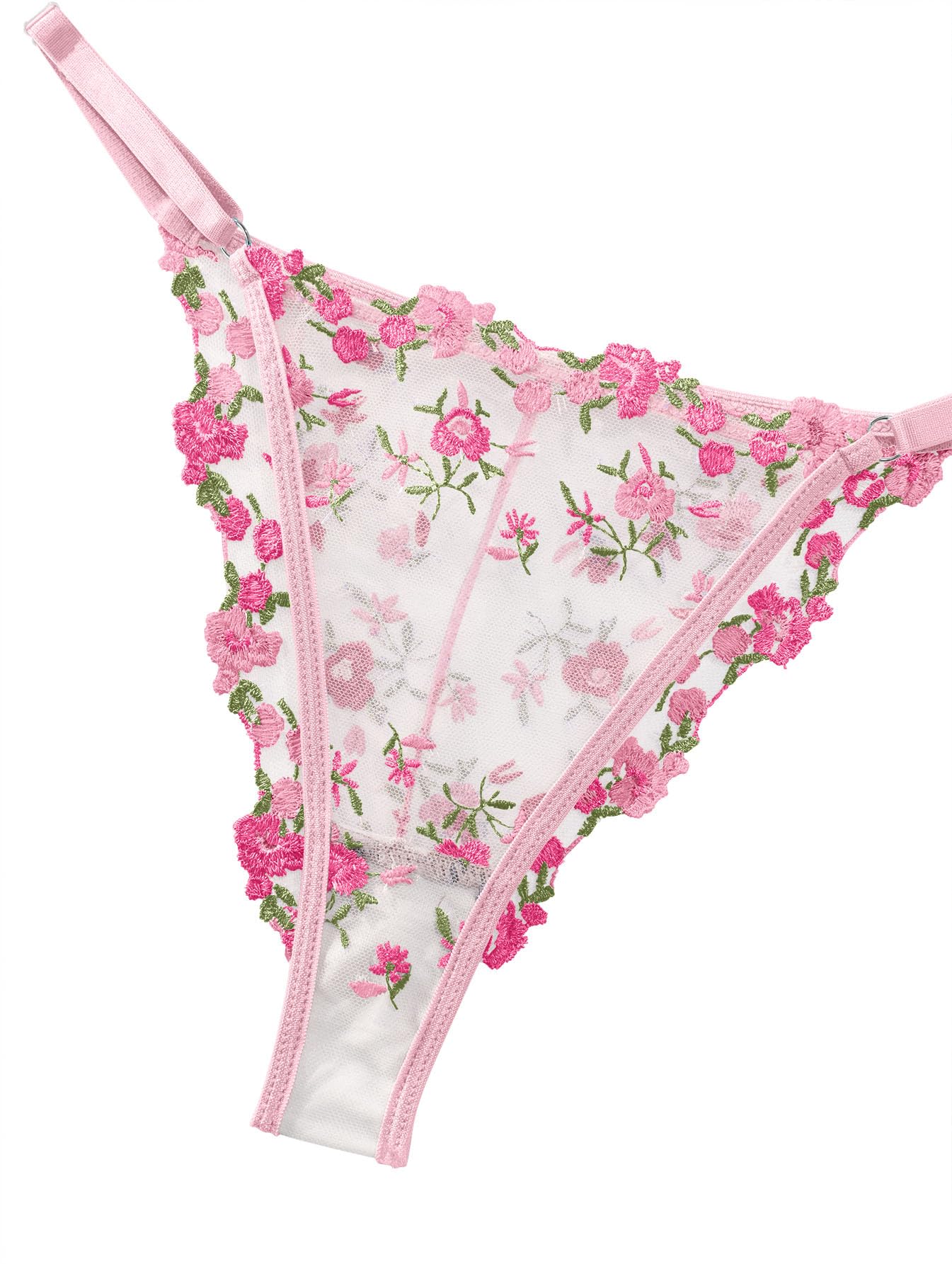 Lilosy Sexy Floral Embroidered Mesh Sheer Underwire Lingerie Set
