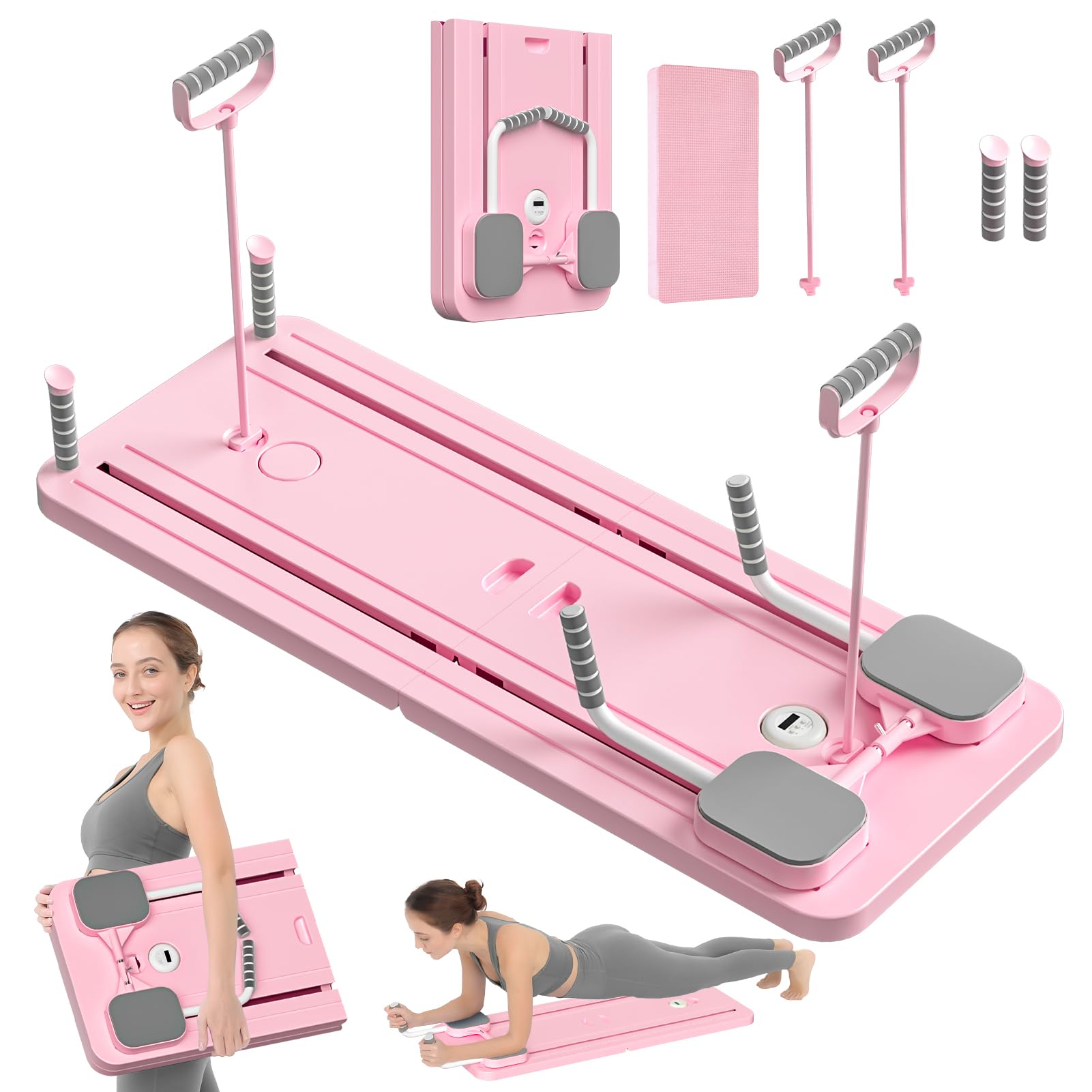 JANUA Pilates Board - Pilates Reformer Set, Multi-Purpose Foldable Pilates Reformer Board for Home, 5 in 1 Pilates Sliding Board