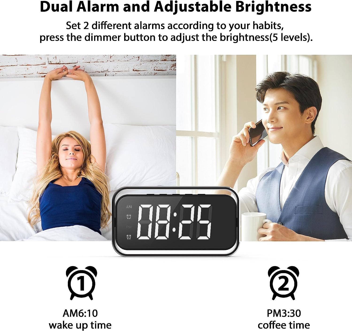Wireless Security Camera for Home Security, 4K Nanny Cam with Two Sets of Alarm Clock Setting for Indoor Safety, HD Night Vision & Motion Detection Alerts, Security Recording with Mobile Phone App