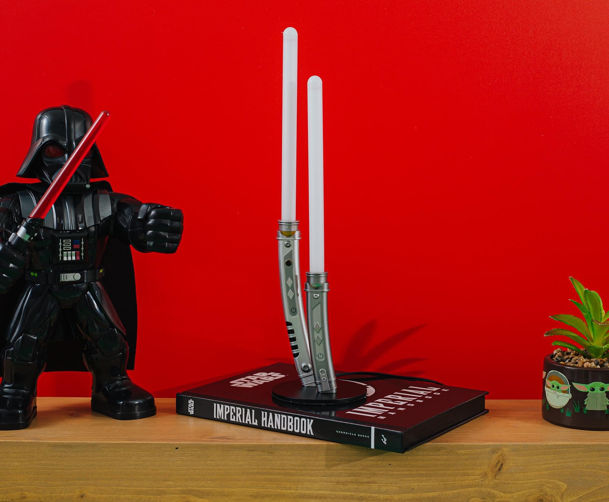 Star Wars  White Dual Lightsabers 12-Inch Mini LED Mood Light for Nightstand Table