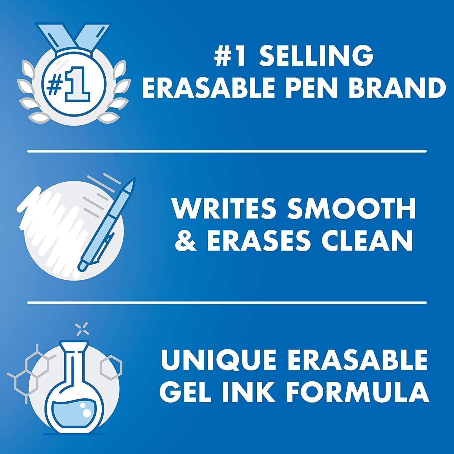 Pilot FriXion Ball 0.7mm Erasable Gel Pens, Fine Point, Black Ink, Pack Of 6