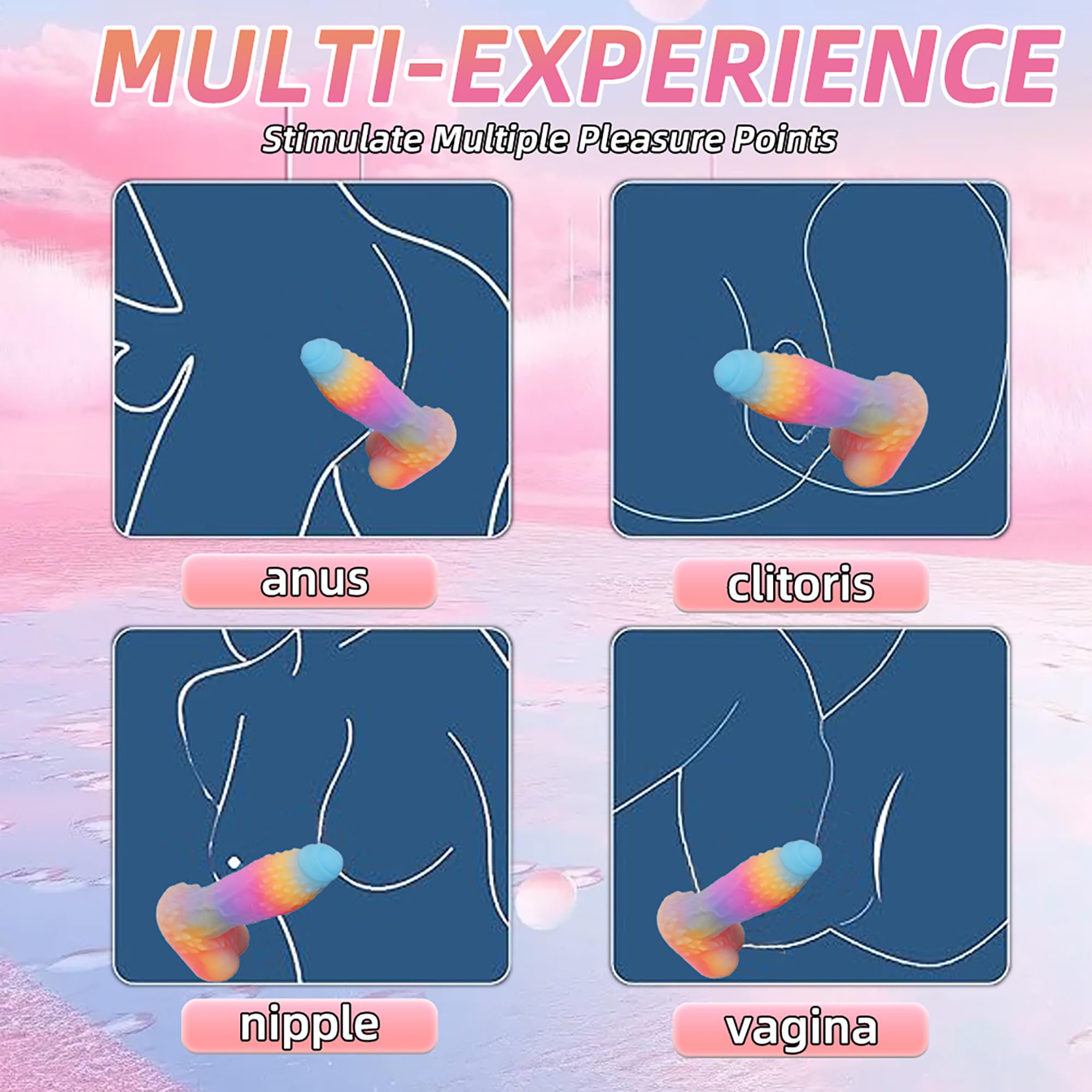 Priolesoder 5.82 inch Luminous Fantasy Dildo Silicone Anal Monster Dildo Huge Thick Long Realistic Dragon Dildo, Giant Soft Suction for Women, Flexible Big Strap-on for Anal G-Spot Play (Pink)