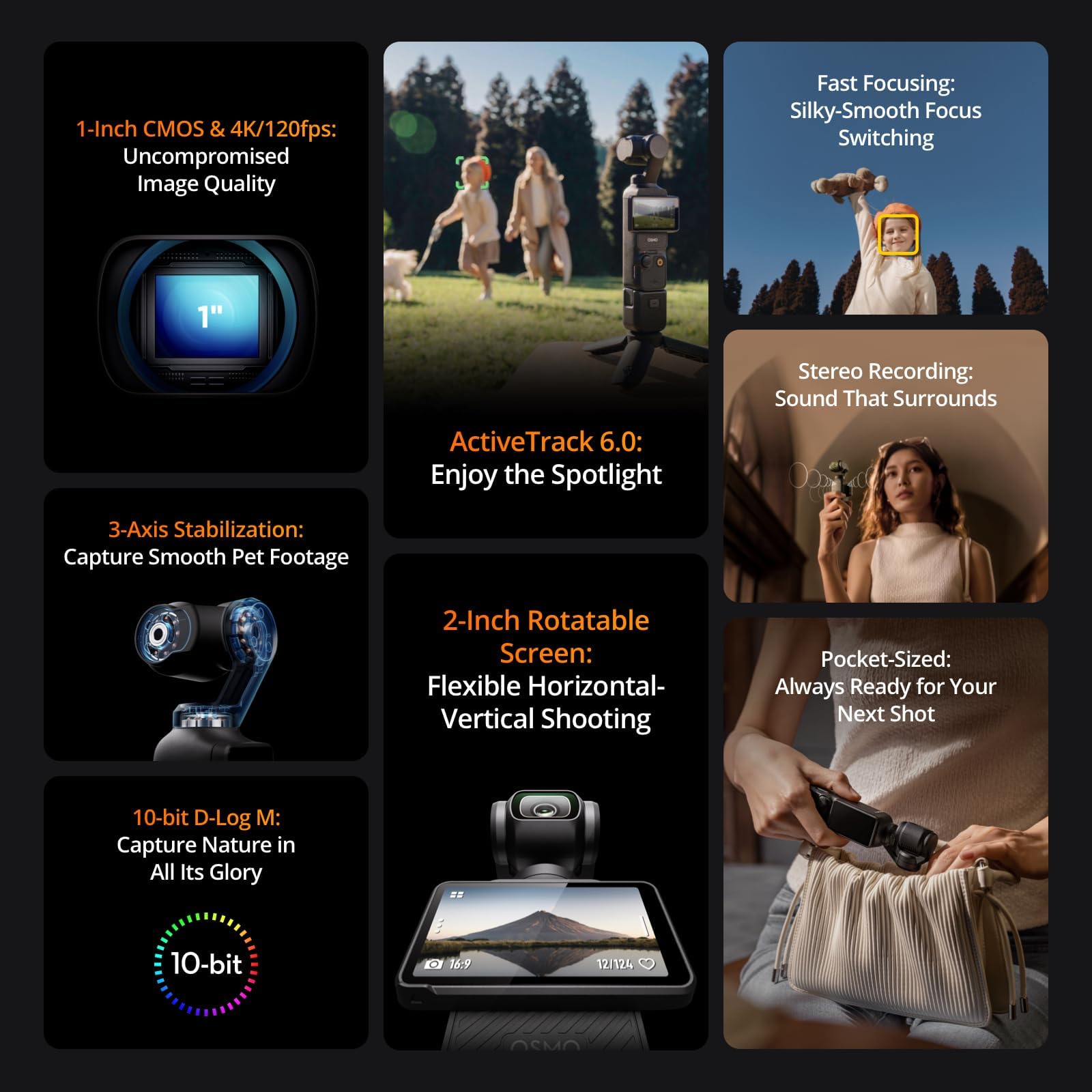 DJI Osmo Pocket 3 Creator Combo, Vlogging Cameras with 1'' CMOS, 4K/120fps Vlog Camera, 3-Axis Stabilization, Face/Object Tracking, Mic Included for Clear Sound, Digital Vlogging Camera for YouTube: DJI Osmo Pocket 3 Creator Combo, Vlogging Cameras with 1'' CMOS, 4K/120fps Vlog Camera, 3-Axis Stabilization, Face/Object Tracking, Mic Included for Clear Sound, Digital Vlogging Camera for YouTube