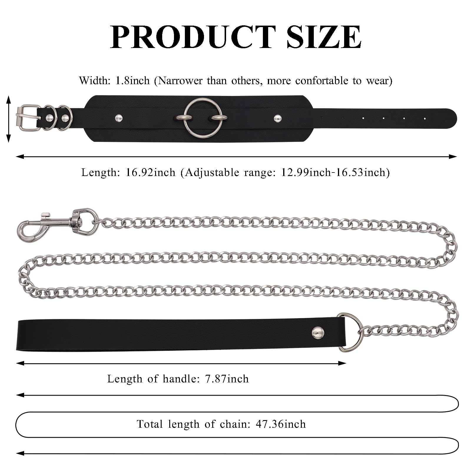 KISSHAKE Leather Collar Leash Set, Leather Choker Necklace for Women Black Collar