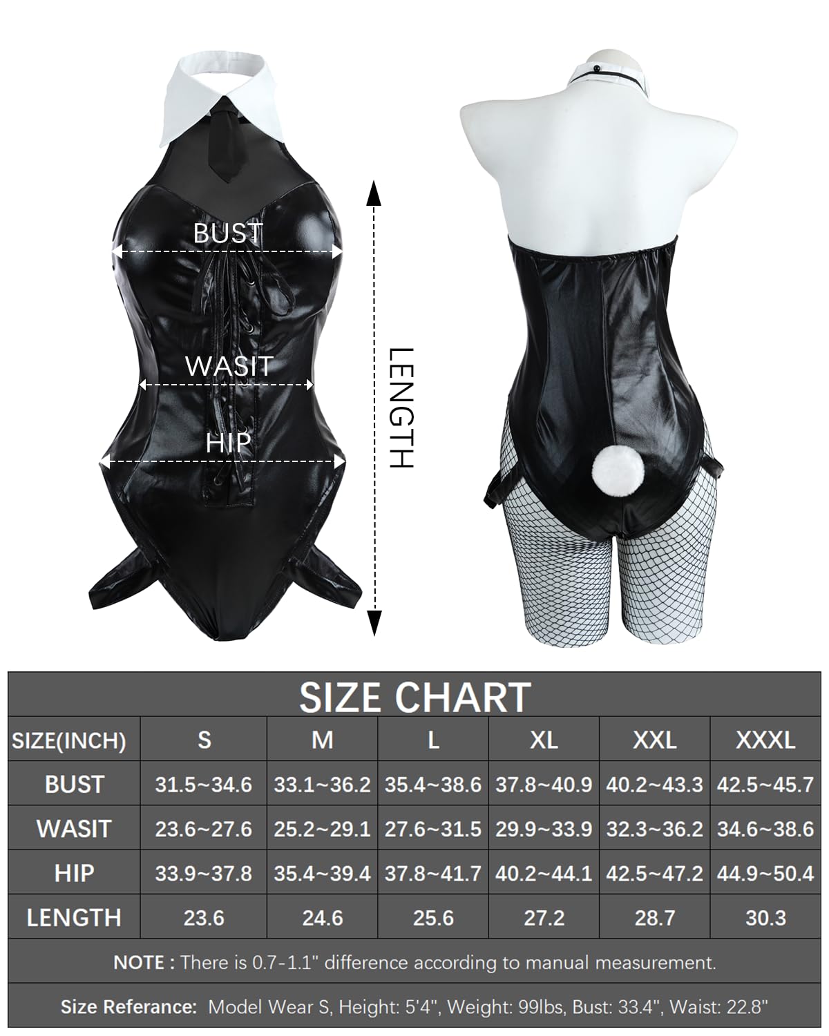 CR ROLECOS Bunny Costume Women Bunny Girl Senpai Cosplay One Piece Bodysuit: 3X-Large Black 1