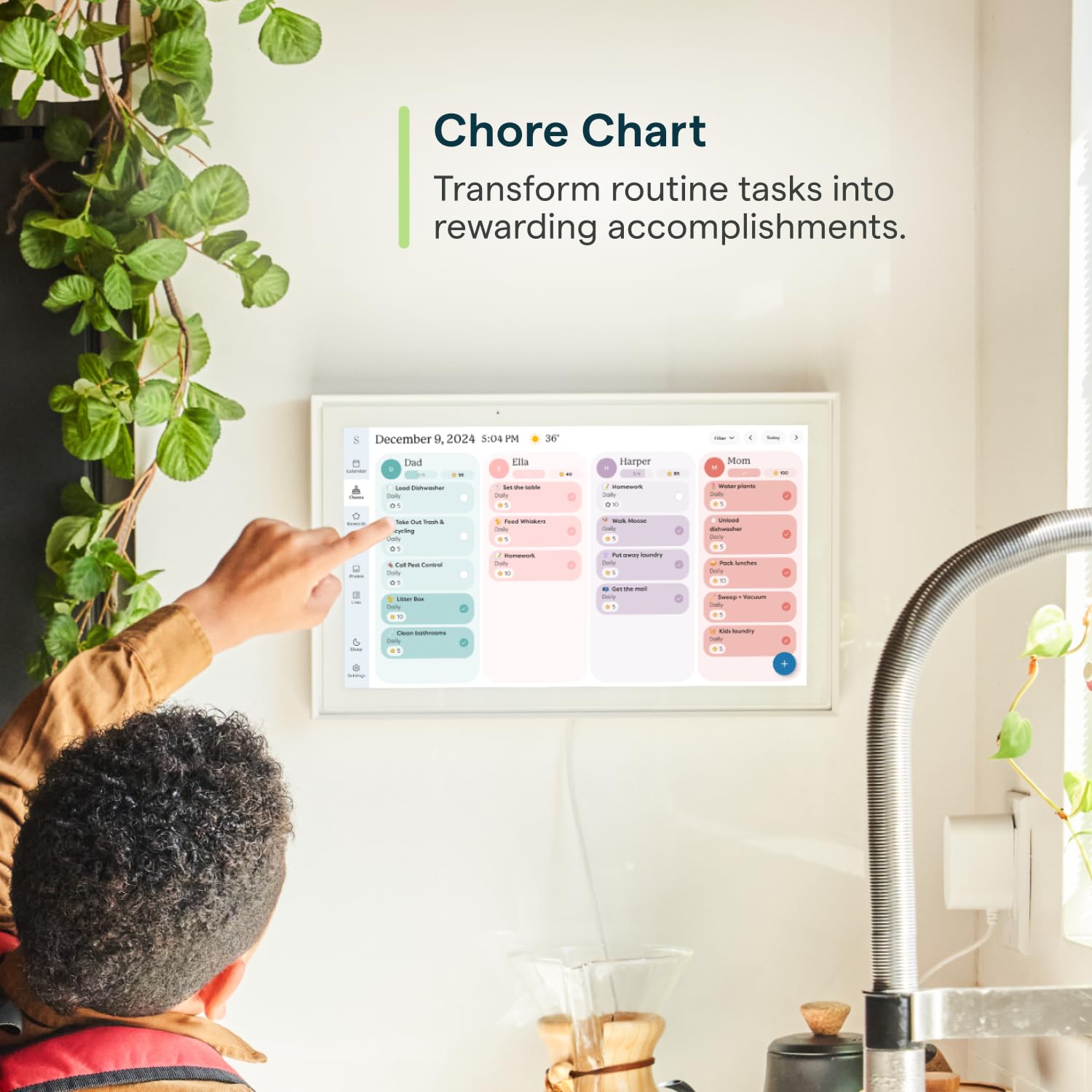 Skylight Calendar: 15-inch Wall Planner Digital Calendar & Chore Chart, Smart Touchscreen Interactive Display for Family Schedules – Wall Mount Included, Great for Organizing Your 2025 Calendar