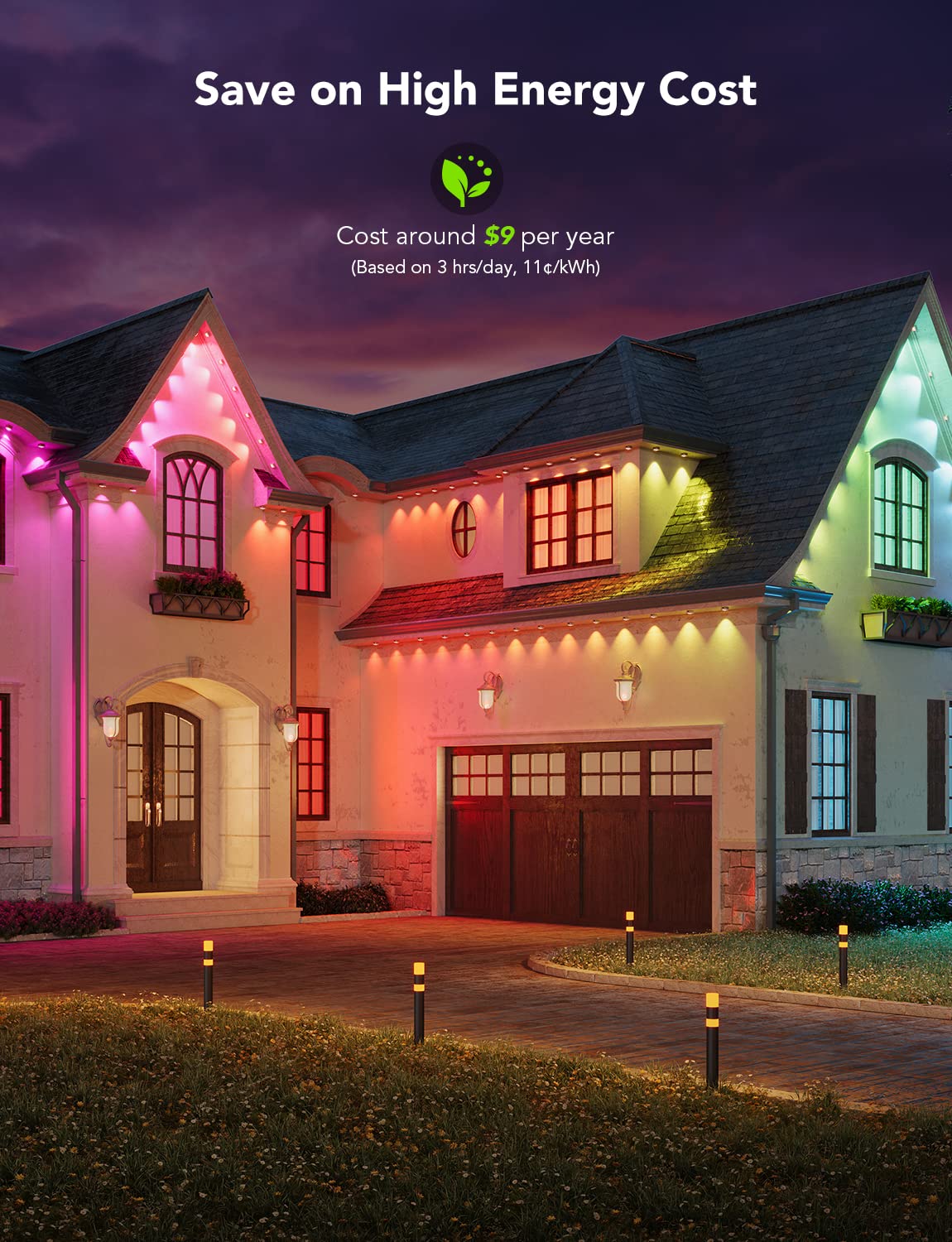 Govee Permanent Outdoor Lights, Smart RGBIC Outdoor Lights with 75 Scene Modes, 150ft with 108 LED Lights, IP67 Waterproof for Patio Decorations, Work with Alexa, Google Assistant, White: White 150ft
