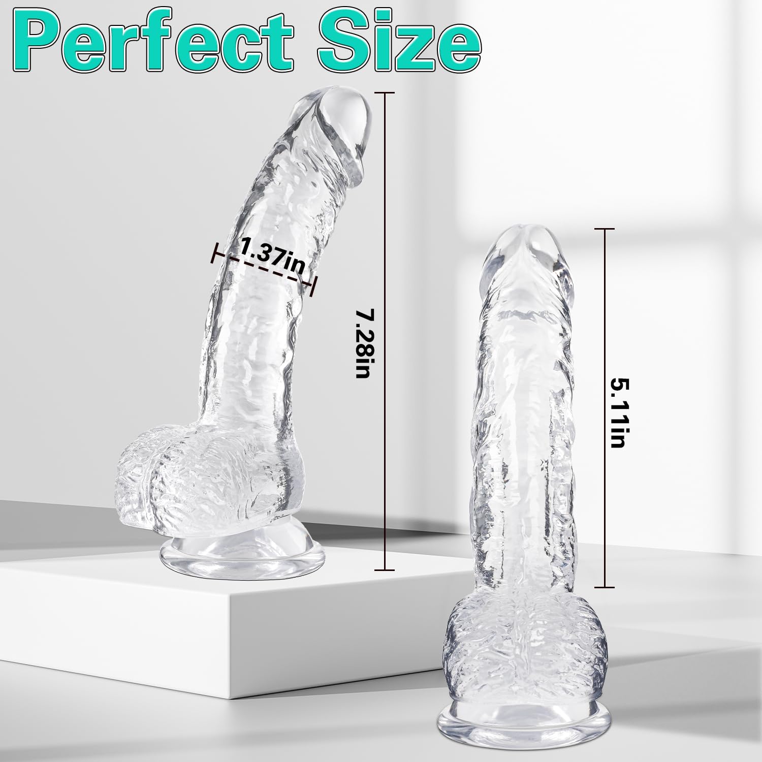 Clear Realistic Dildo, 7.3 Inch Feels Like Skin Body-Safe Material, with Strong Suction Cup for Hands-Free Play, Adult Sex Toys Suitable for Women Men Gay ＆ Couple: L1