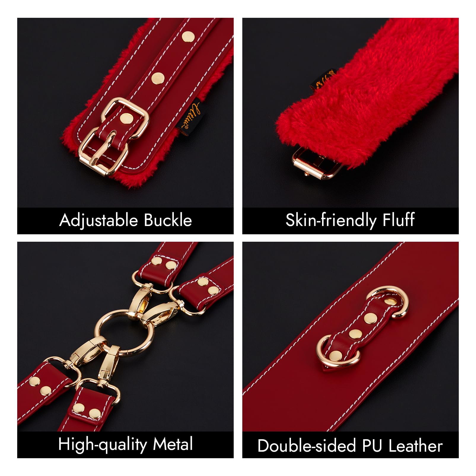UTIMI Sex Bondage BDSM Kit Restraints 6PCS Sets with Adjustable Handcuffs Ankle Cuff Thigh Cuffs Blindfold Cross Strap Waist Strap Adult SM Games Sex Toys for Men Women and Couples