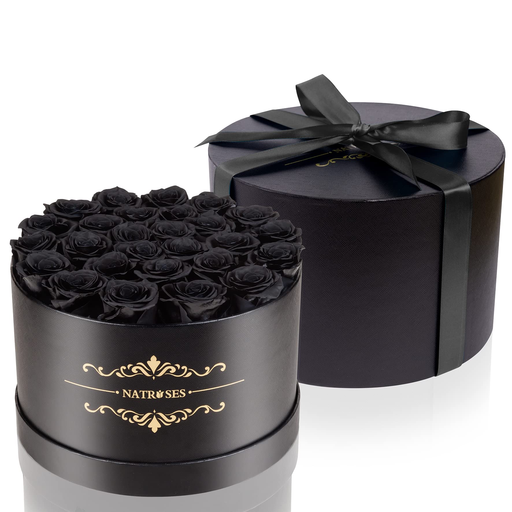 NATROSES 27 Piece Forever Preserved Roses in a Box, Preserved Flowers for Delivery Birthday, Flowers Gifts for Mothers Day, Dusty Pink: Black 27 Roses