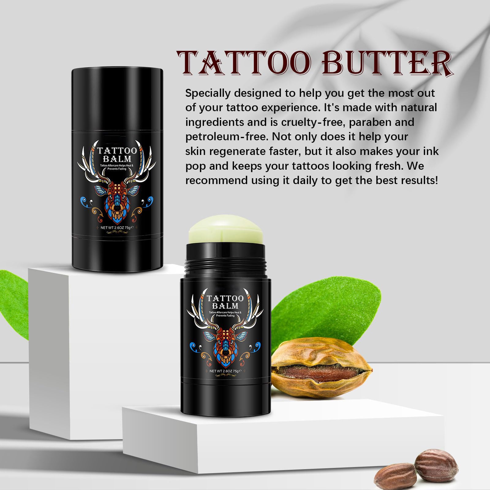 Tattoo Aftercare Butter Balm, 2.6 oz, Old & New Tattoo Moisturizer Healing Brightener for Color Enhance, Natural Organic Tattoo Cream thumbnail 7
