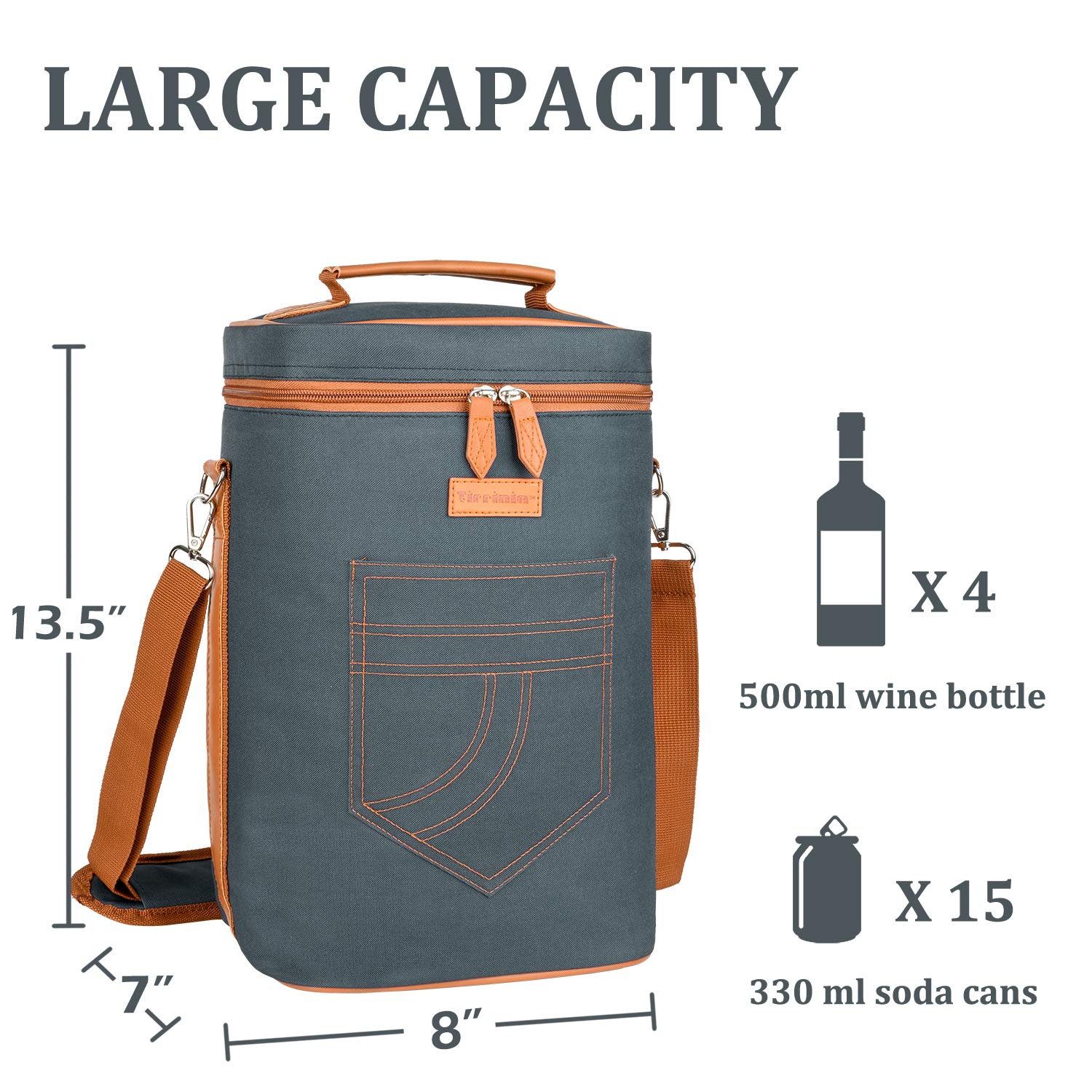 Tirrinia 2 Bottle Wine Gift Tote Carrier - Leakproof & Insulated Padded Versatile Wine Cooler Bag for Travel, BYOB Restaurant, Wine Tasting, Party, Dinner,Gift for Wine Lovers, Beige thumbnail 3