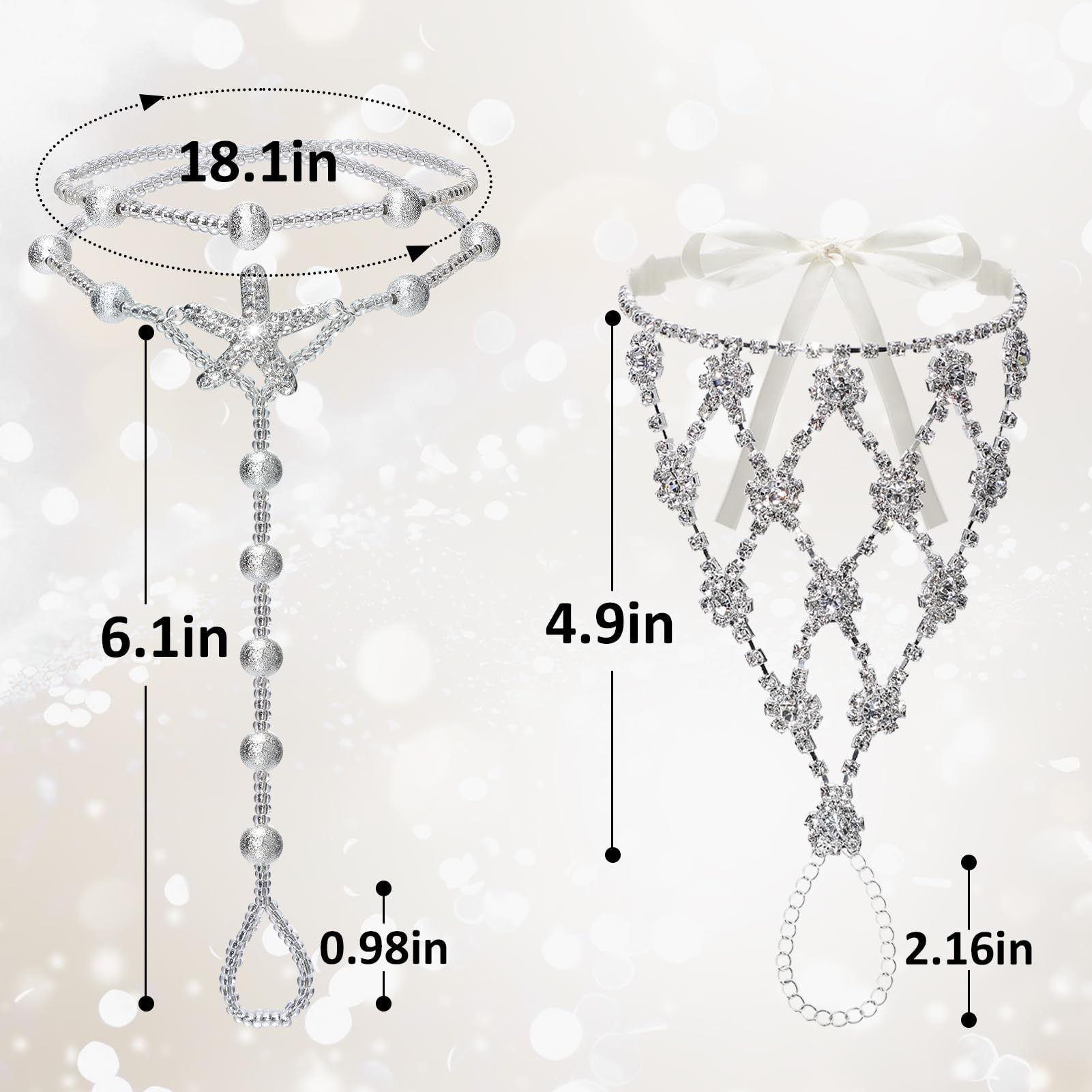 2 Pairs Barefoot Sandals- Beach Anklet Chain with Starfish for Women Lady's Beach Wedding Foot Jewelry Party Accessories: Beads,Chain,Simple