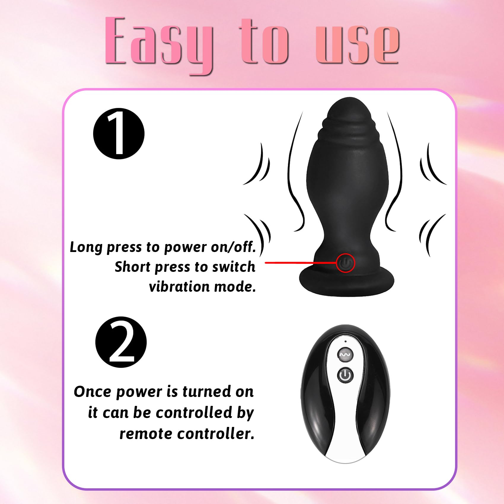 Bunny Tail Butt Plug Vibrator, Soft Silicone Anal Plug with  Faux Fur, Wireless Remote Control Design, Rabbit Tail Trainer for Adult Sex Toys for Role Play Cosplay Women, Men and Couples, Cute Sex: Pink