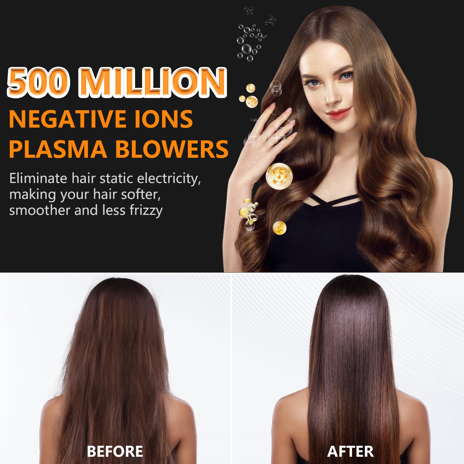 HRYCF Hair Dryer,160000 RPM Blow Dryer with High-Speed Brushless Motor for Fast Drying, Professional Ionic Lightweight Hair Dryers, Thermo-Control Low Noise with Blow Dryers Diffuser & Nozzle: HRYCF Hair Dryer,160000 RPM Blow Dryer with High-Speed Brushless Motor for Fast Drying, Professional Ionic Lightweight Hair Dryers, Thermo-Control Low Noise with Blow Dryers Diffuser & Nozzle