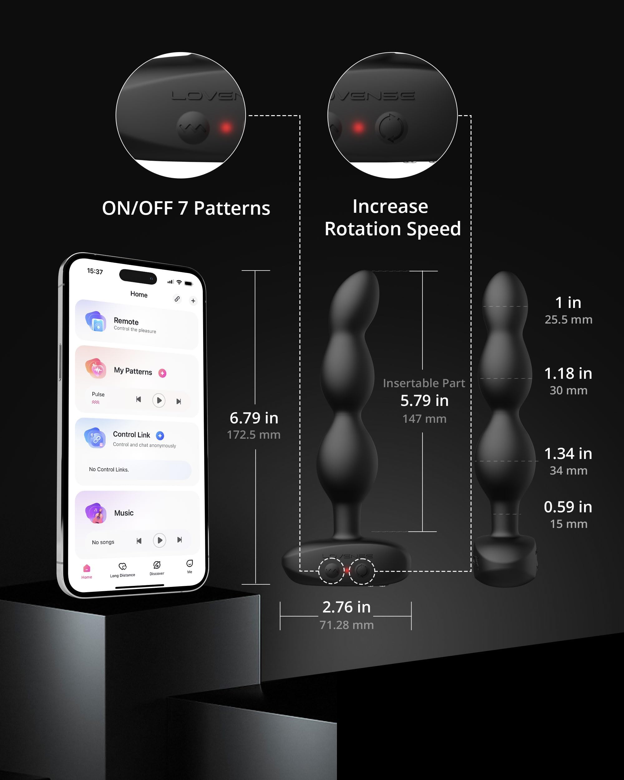 LOVENSE Ridge Vibrator Anal Beads Dildo, 360° Rotating Vibrating Butt Plug Anal Sexy Toys for Men Women, Adult Toy Prostate Massager, Remote Control Anal Vibrator for Beginner & Advanced Player thumbnail 7