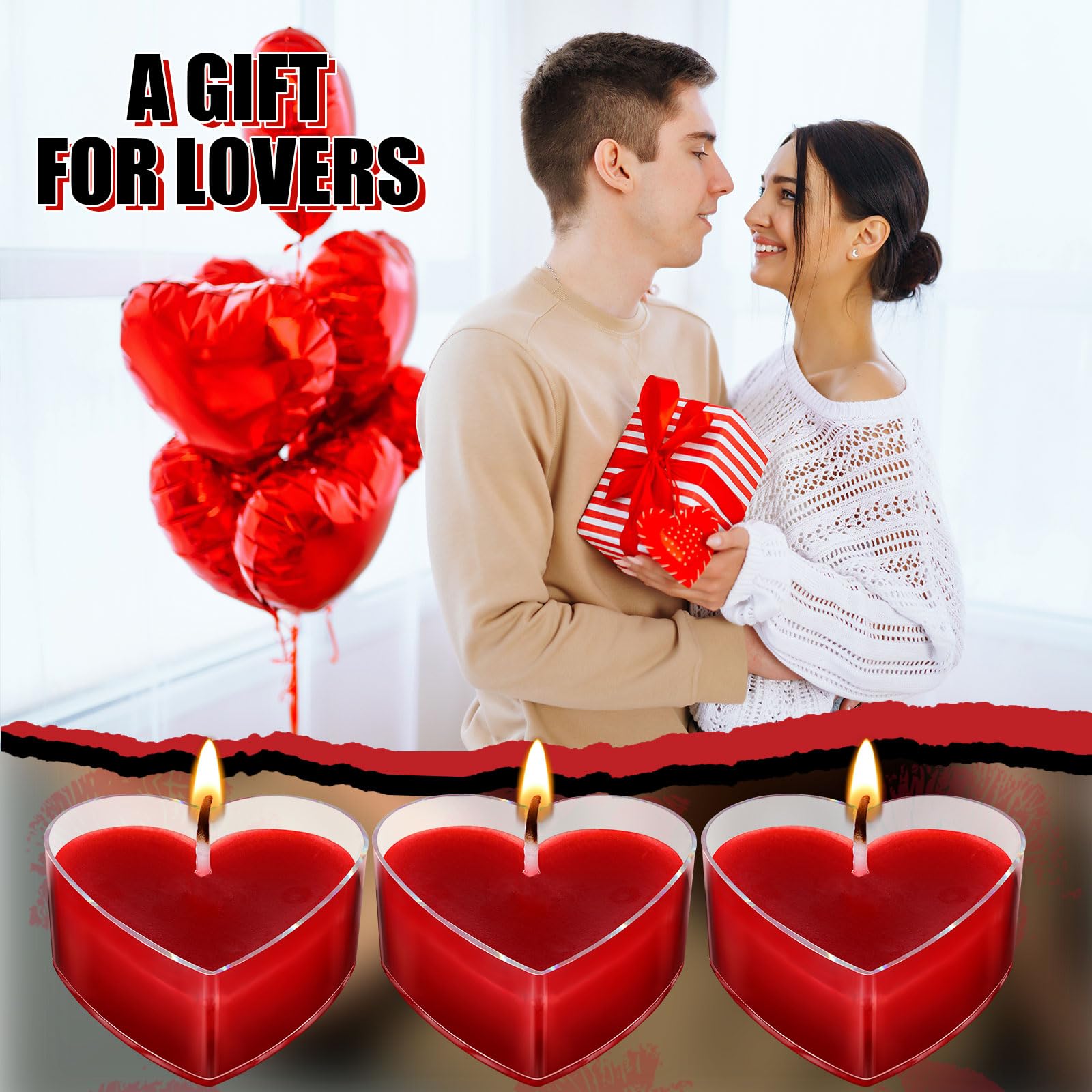 Tisancy 6 Pcs Low Temperature Candles, Romantic Body Safe Wax Play Candles, Low Heat Smokeless Unscented Tea Lights for Anniversaries, Home Decor(Red,Heart): Red Heart