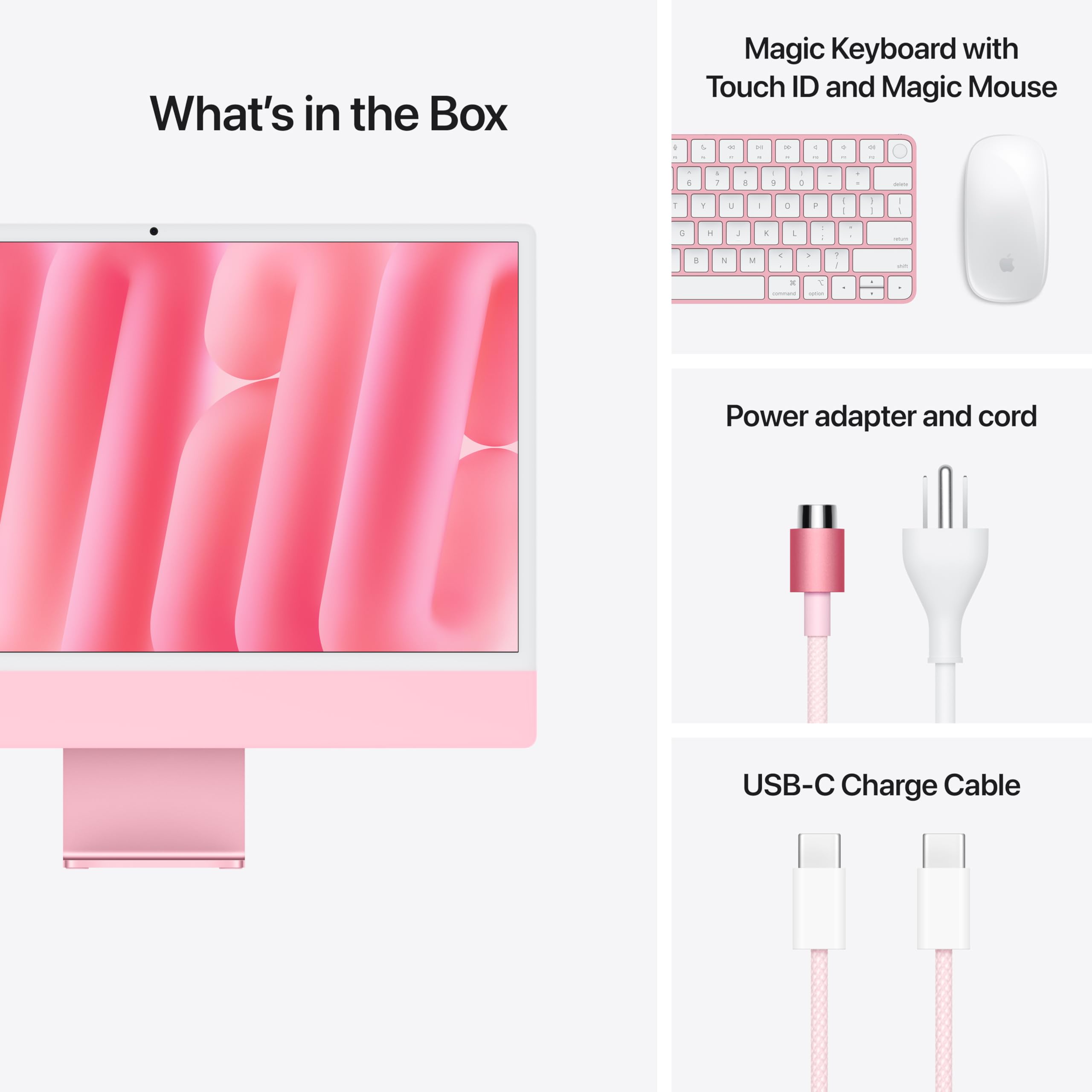 Apple 2024 iMac All-in-One Desktop Computer with M4 chip with 10-core CPU and 10-core GPU: Built for Apple Intelligence, 24-inch Retina Display, 16GB Unified Memory, 512GB SSD Storage; Pink: Standard Glass 16GB Unified Memory, 512GB SSD Storage Pink without AppleCare+