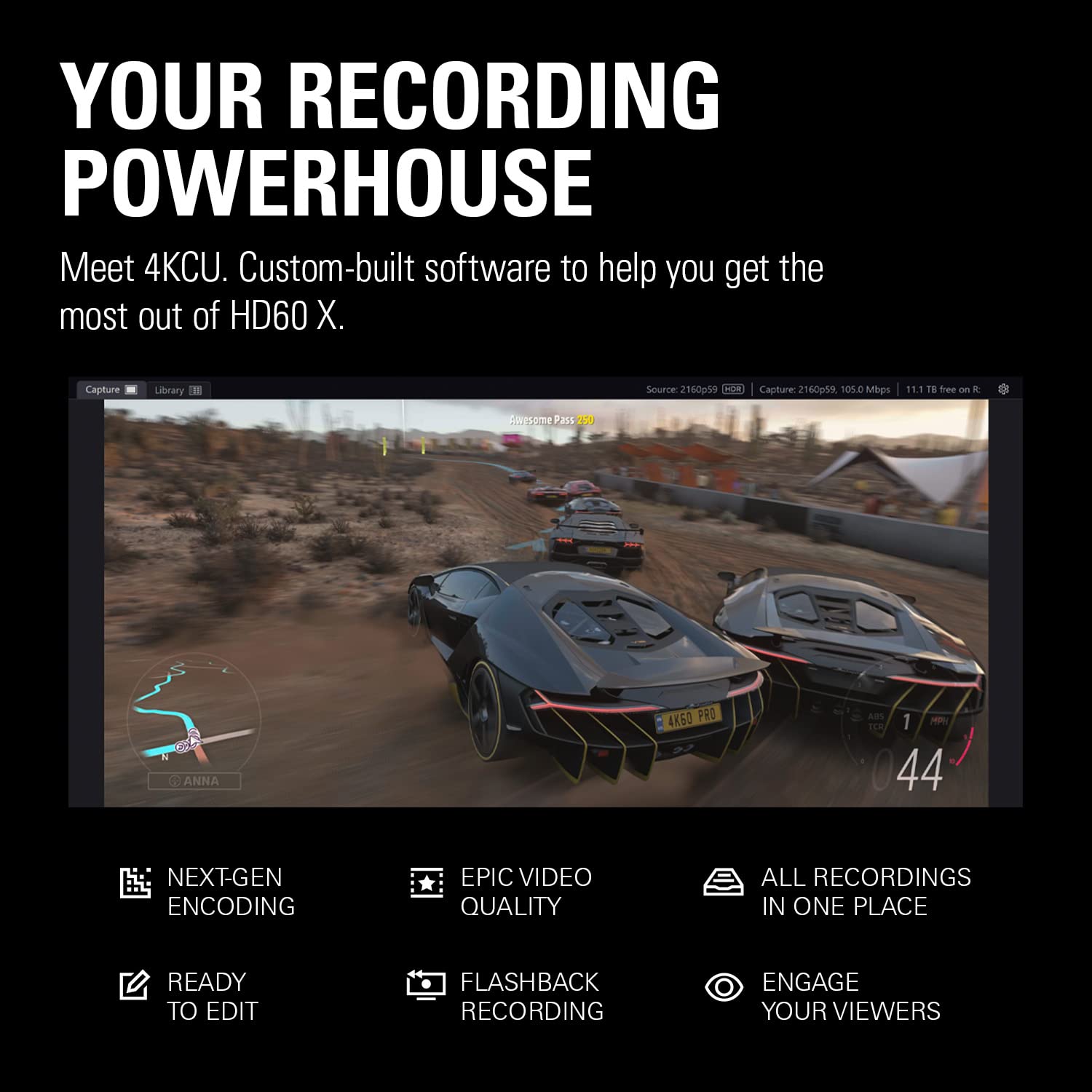 Elgato  - Stream and Record in 1080p60 HDR10 or 4K30 with Ultra-low Latency on PS5|Pro, PS4|Pro, Xbox Series X/S, Xbox One X|S, Nintendo Switch 2, in OBS and More, Works with PC and Mac: HD60 X