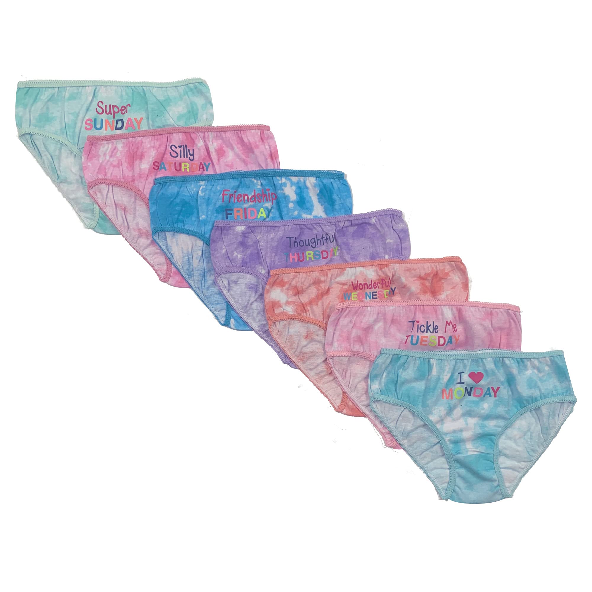 Popular Girls' 100% Cotton Bikini Panty Underwear - Pack of 7 - Animal Print Weekday - L (10/12)