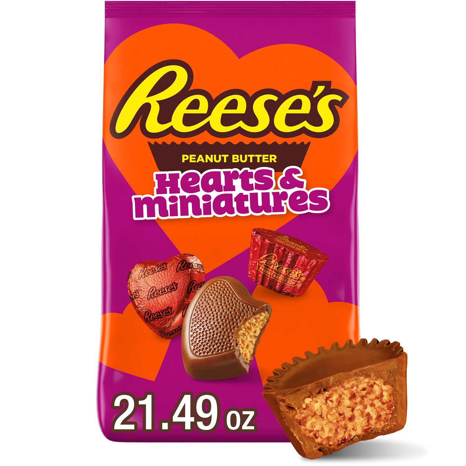 REESE'S Assorted Chocolate Peanut Butter Shapes, Candy Bag 21.49oz: Peanut Butter 21.49 Ounce (Pack of 1)