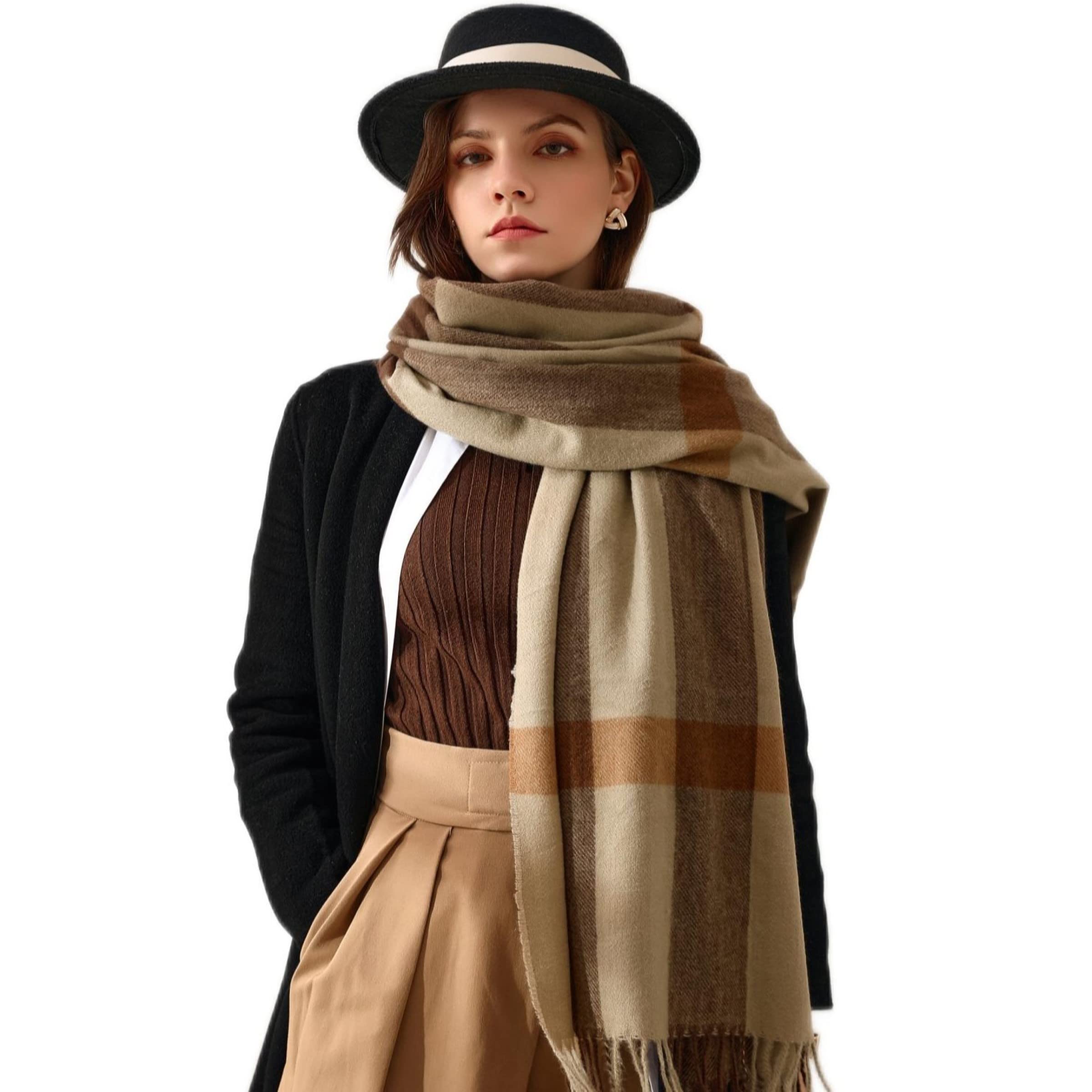 PCIQUTE Tartan Plaid Scarves for Women Winter,Long Scarves for Women with Fringe,Super Soft Scarf for Women Winter