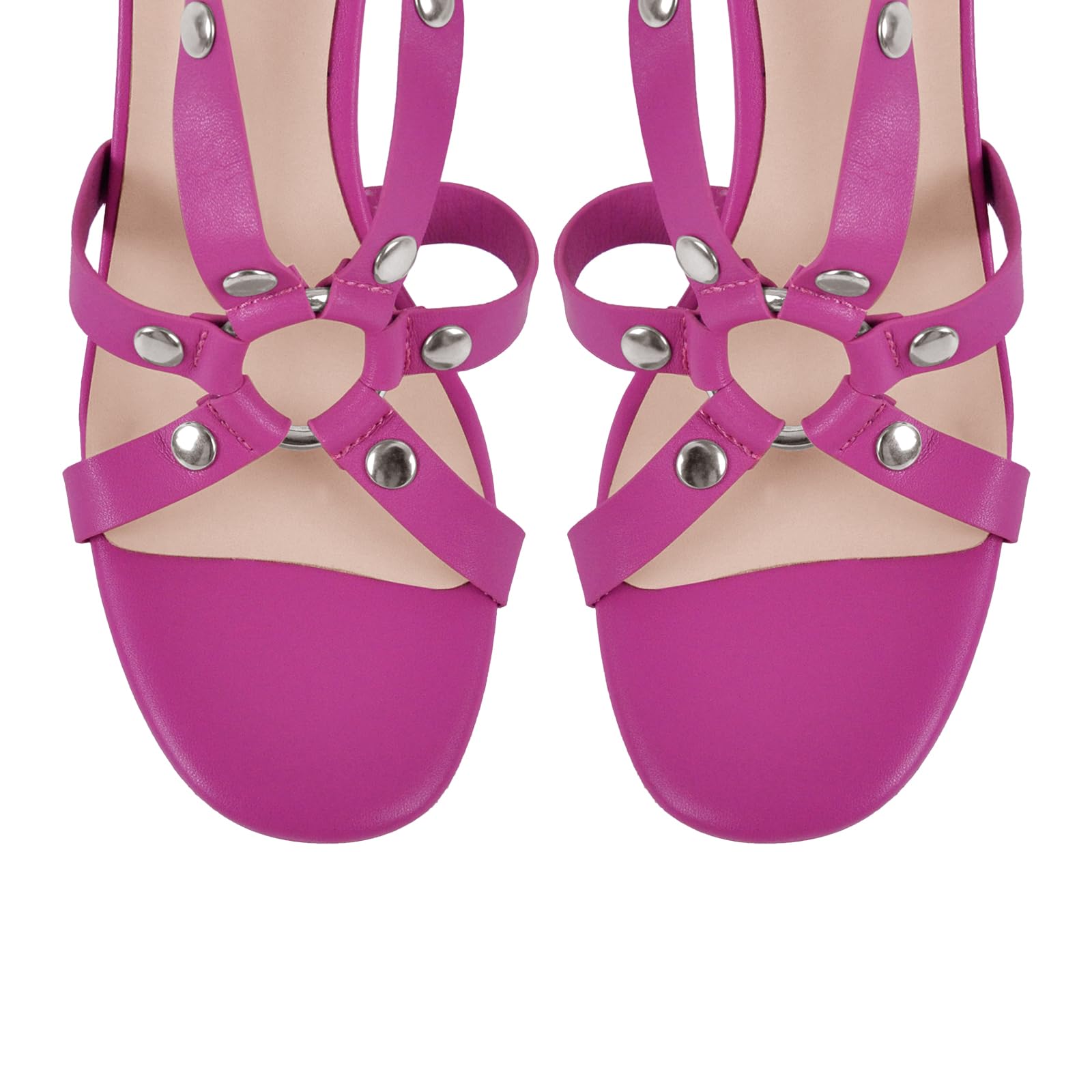 VERISSON Women's Grommets Stiletto Sandals Platform Open-back High Heels Cross Bands Open Toe Buckle-up Ankle Sandals Party Dressing