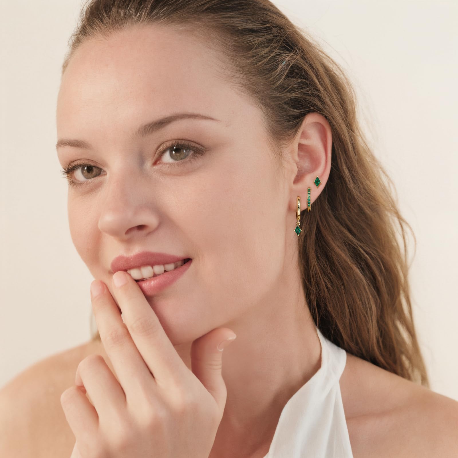 Angelady Gold Hoop Earrings Set for Women, Dainty 14K Gold Plated Huggies Earring, Sterling Silver Hypoallergenic Cartilage Earrings, Trendy Earring Stacks for Multiple Piercing Jewelry Gift(3 Pairs) thumbnail 2