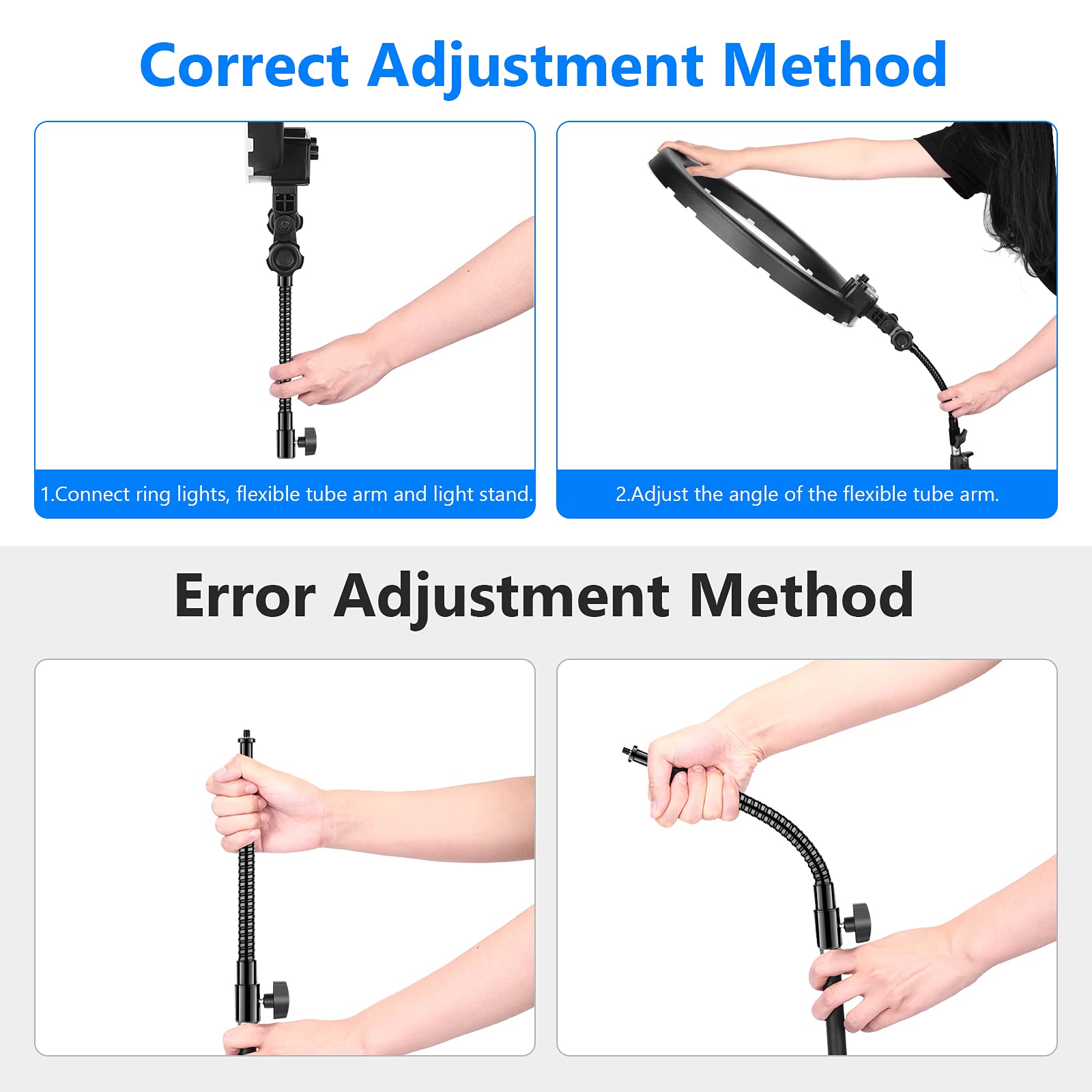 Neewer® 10"/25cm Metal Flexible Tube Arm for LED Video Lights,Ring Flash Light and Other Photography Accessories with 1/4" Screw Thread thumbnail 3