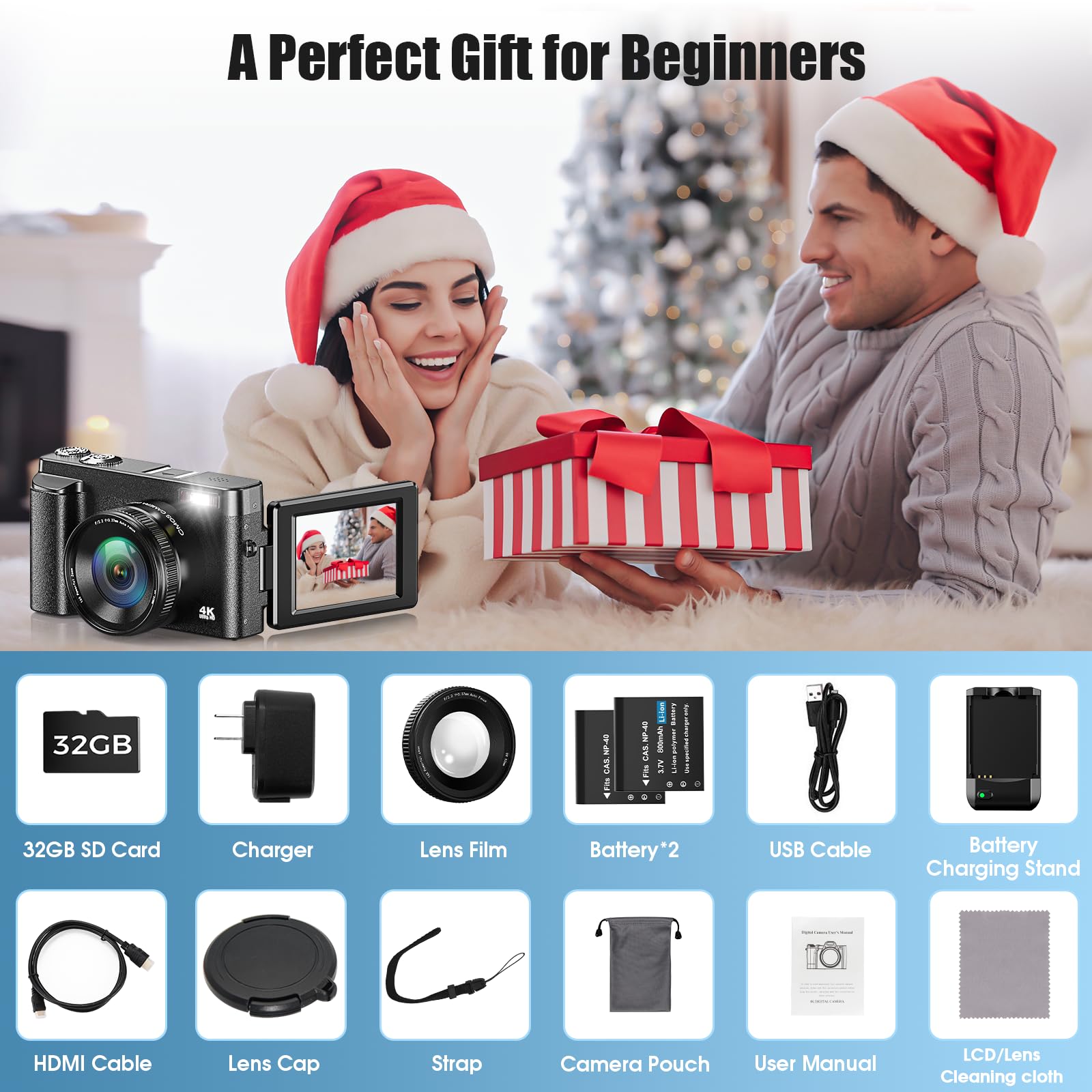 4K Digital Camera for Photography Autofocus 48MP Vlogging Camera for YouTube with 3'' 180°Flip Screen 16X Digital Zoom 4K Video Compact Travel Camera with SD Card,Flash, Anti-Shake (Black): 4K Digital Camera for Photography Autofocus 48MP Vlogging Camera for YouTube with 3'' 180°Flip Screen 16X Digital Zoom 4K Video Compact Travel Camera with SD Card,Flash, Anti-Shake (Black)