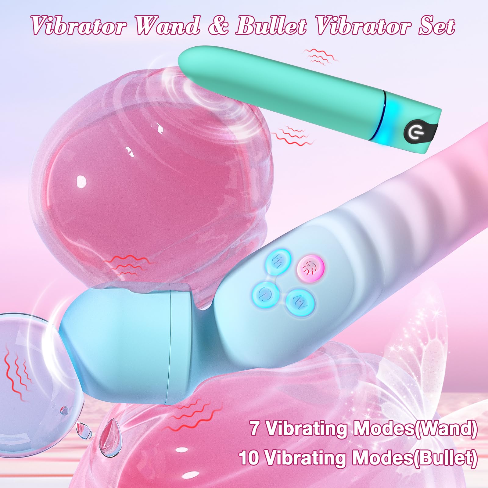 G Spot Vibrator Wand & Bullet Vibrator Set - Vibrators Sex Toys for Women, Clitoral Stimulator Dildo with 7 Vibrating Modes, Waterproof Heating Wand Massager, Adult Sex Toy for Female and Couples thumbnail 2