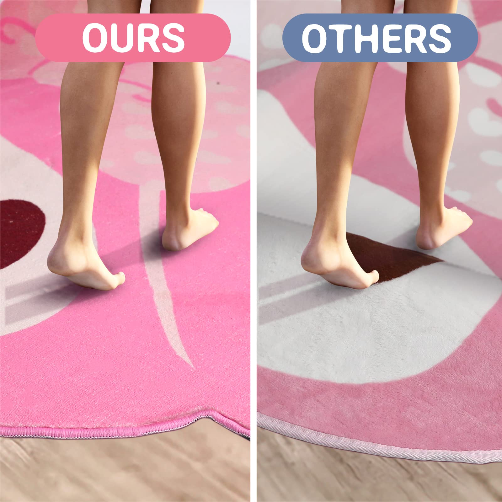 Pink Area Rug for Bedroom 5FT, Kawaii Room Decor Fluffy Anime Rug Carpet, Cute Anti-Slip Floor Mat Rug for Living Room Nursery Dorm Classroom Patio Kids Room Bedside Indoor Outdoor