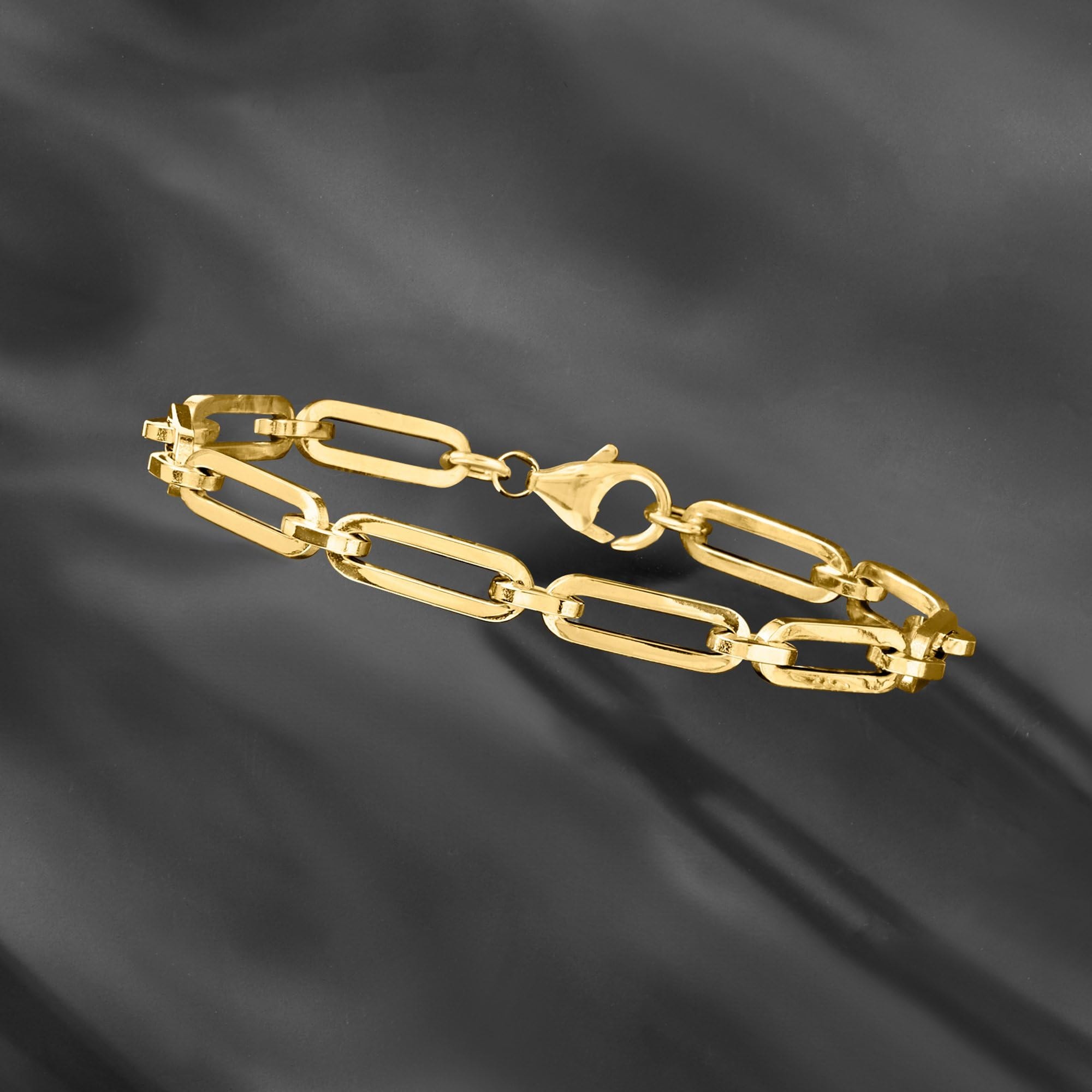 Ross-Simons Italian 14kt Yellow Gold Paper Clip Link Bracelet. 7 inches - Image 3