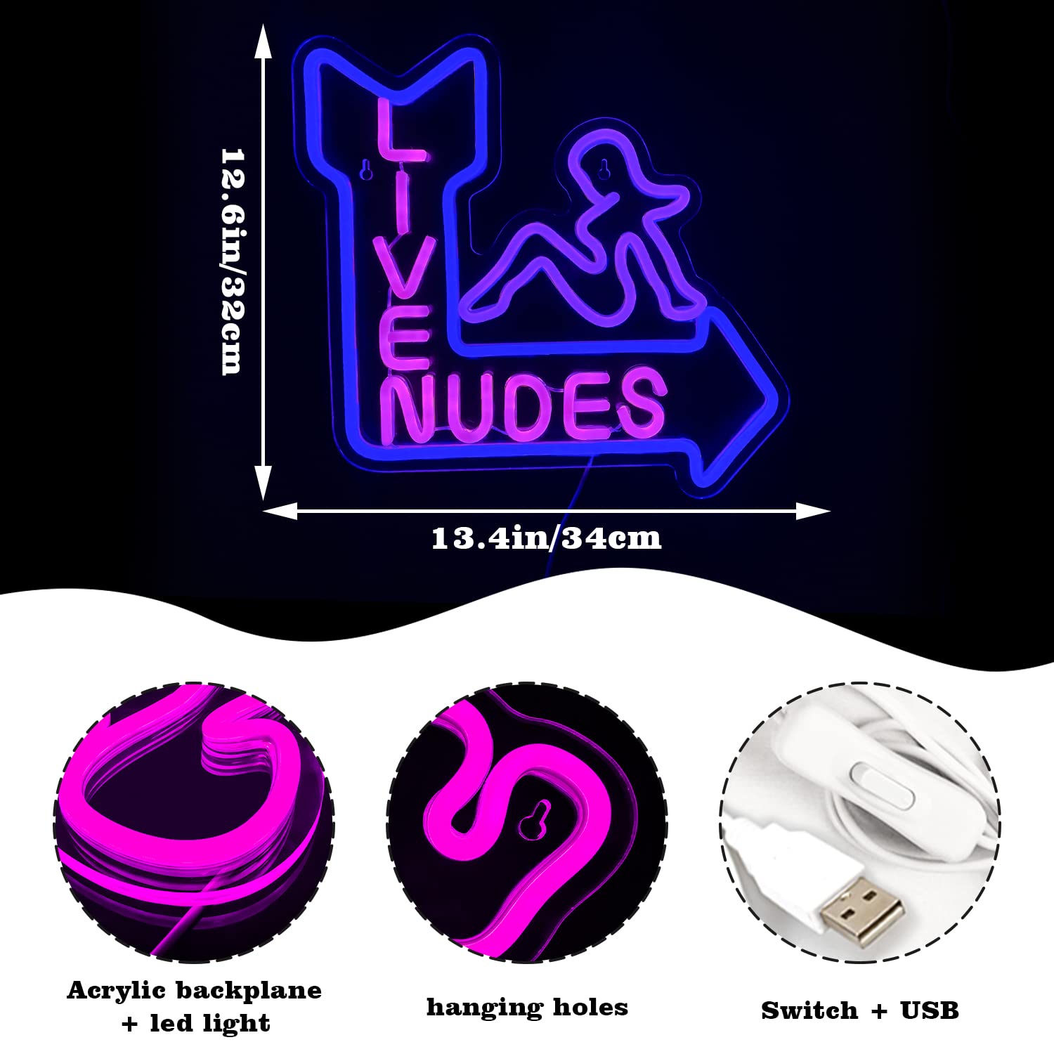 Looklight Lady Neon Sign,Neon Sign for Wall Decor,Lady Back Neon Light Up Sign,LED Sign Blue Neon Sign for Bedroom Man Cave Game Room Home Party Art Decor,Bar,Club: livenudes