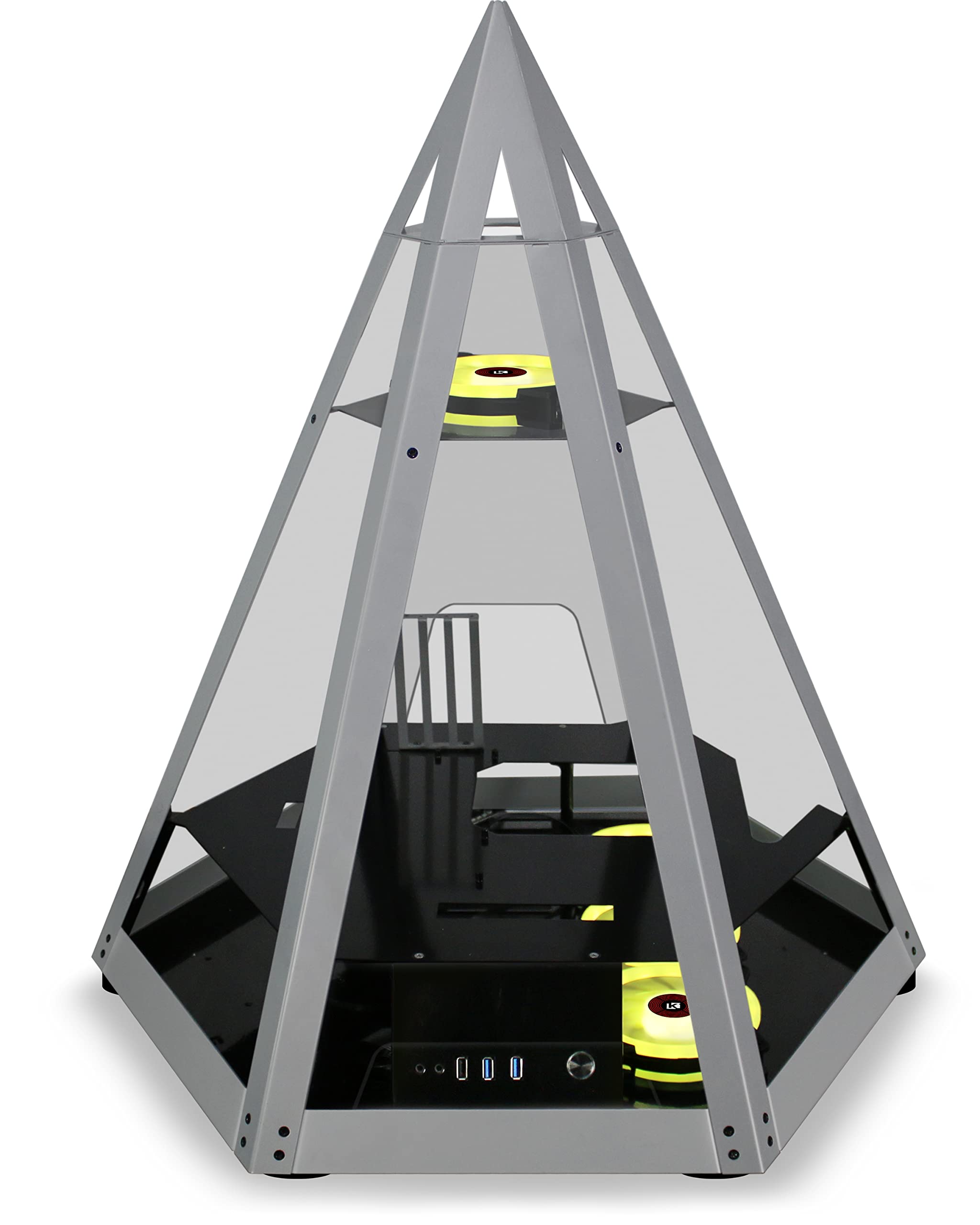 KEDIERS Diamond Pyramid ATX PC Case Innovative Gaming Computer Tower Case,C600: Panoramic open chassis