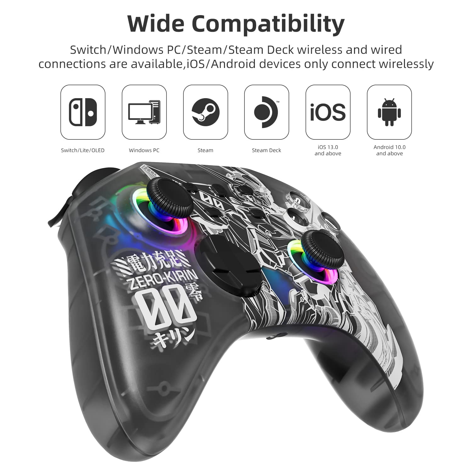 Mytrix Wireless Pro Controllers for Nintendo Switch, Windows PC iOS Android Steam/Steam Deck,  Bluetooth Controller with Programmable, Headphone Jack, Adjustable LED Light/Turbo/Vibration - Image 5