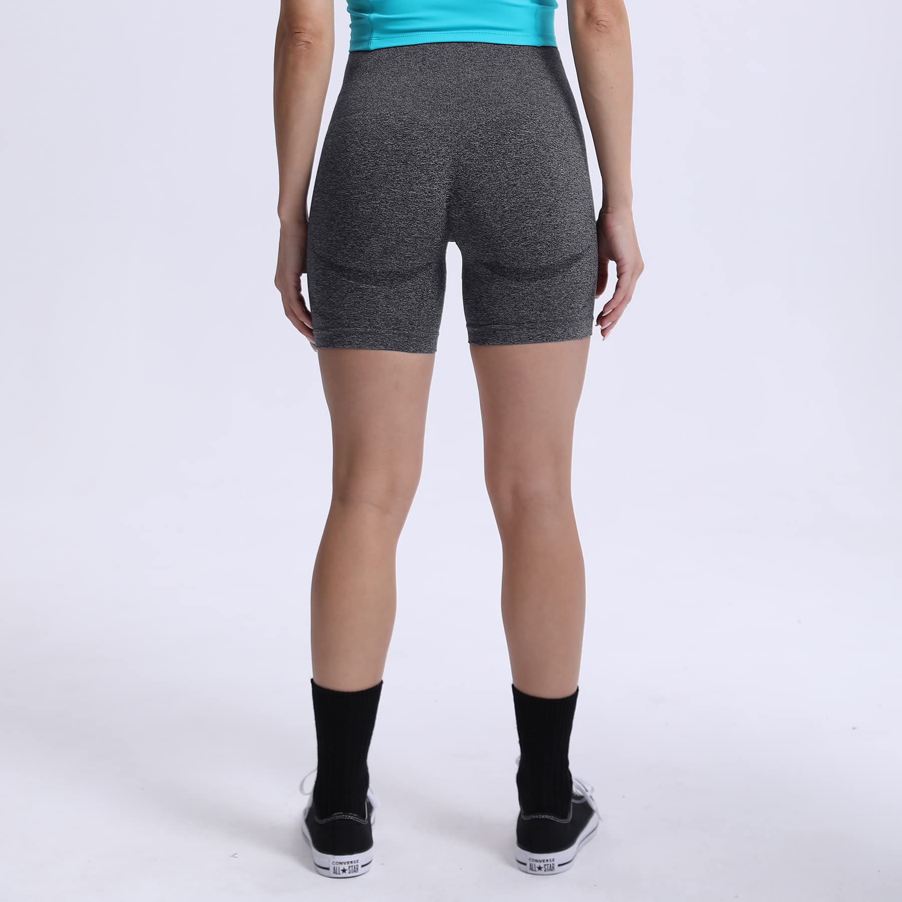 Aoxjox Contour Seamless Shorts for Women High Waist Workout Gym Biker Booty Running Yoga Short thumbnail 5