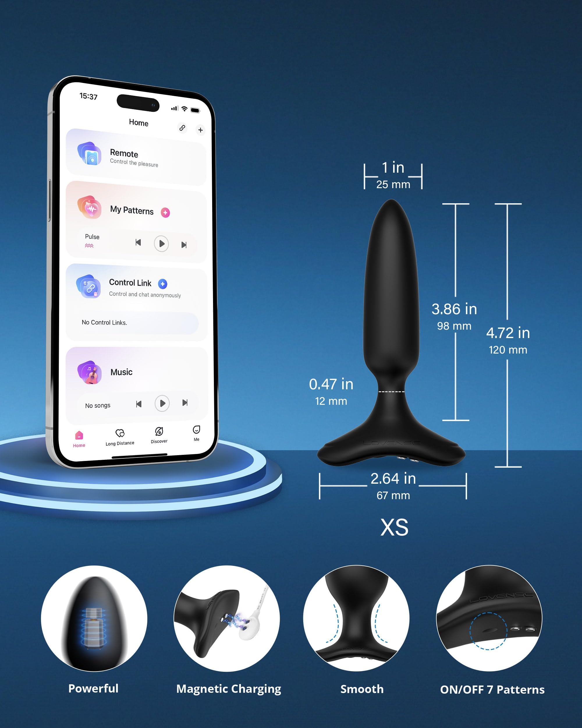 LOVENSE Hush 2 Vibrating Butt Plug 1.0", Silicone Anal Vibrator for Men with Remote Control, Waterproof and Rechargeable Big Plug Vibration Machine for Women, Adult Anal Plug Sex Toys for Couples: 1 inch