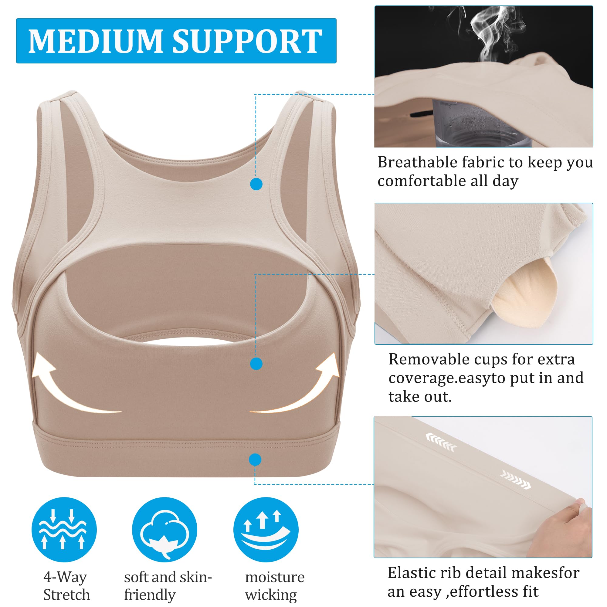 Betaven Push up Sports Bra for Women Sexy Hollow Crop Tops with Removable Cups Workout Fitness Yoga Bra Medium Support thumbnail 4