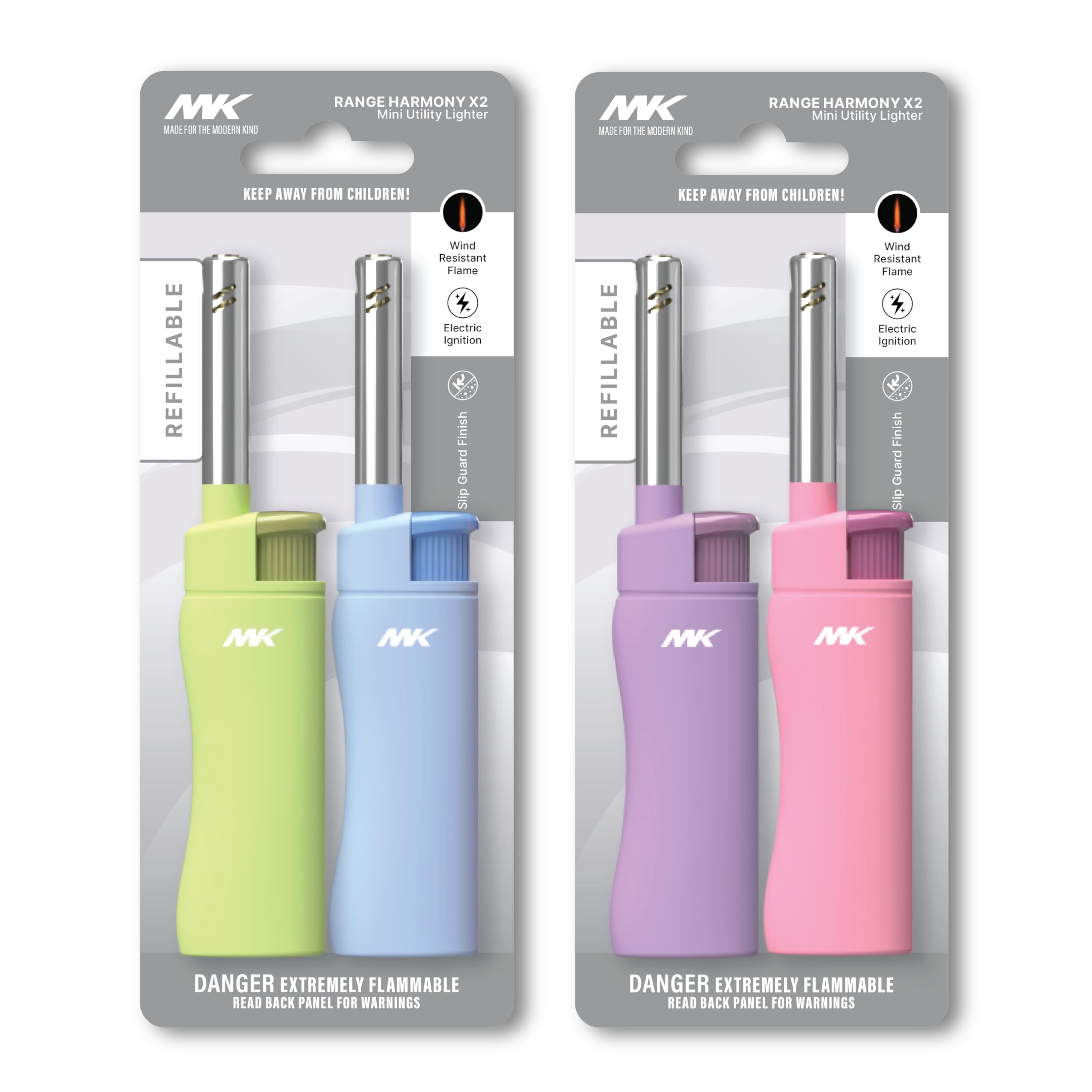 MK Lighter Candle Lighters, Windproof Flame, Ideal as Lighters for Candle, Camping Lighters, Outdoor, Butane Refillable (Charm-5PC): Harmony-4pc
