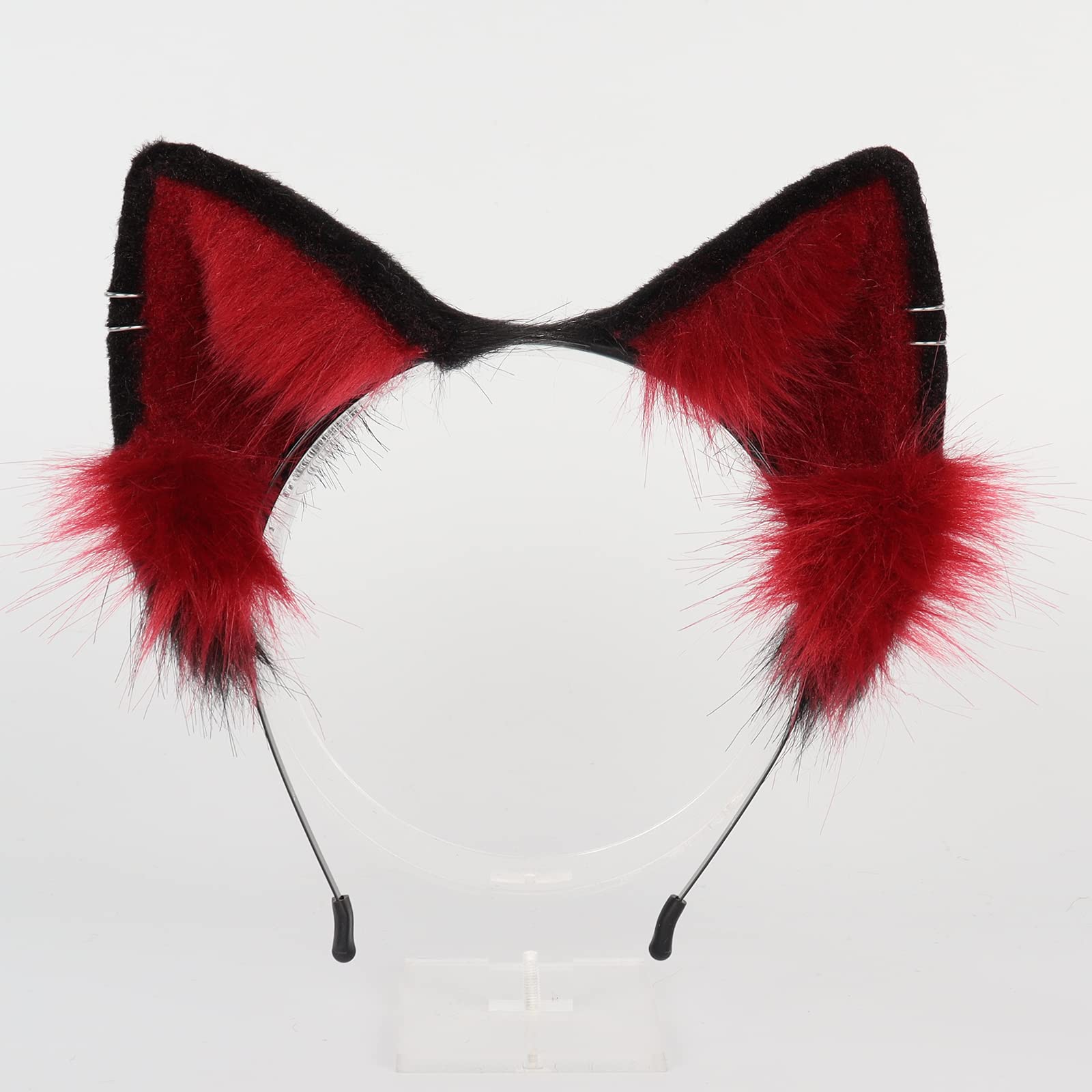 QinRuan Animal Cosplay Costume Accessories Furry Faux Fur Cat Ears Headband and Fox Tail Set Halloween Accessory