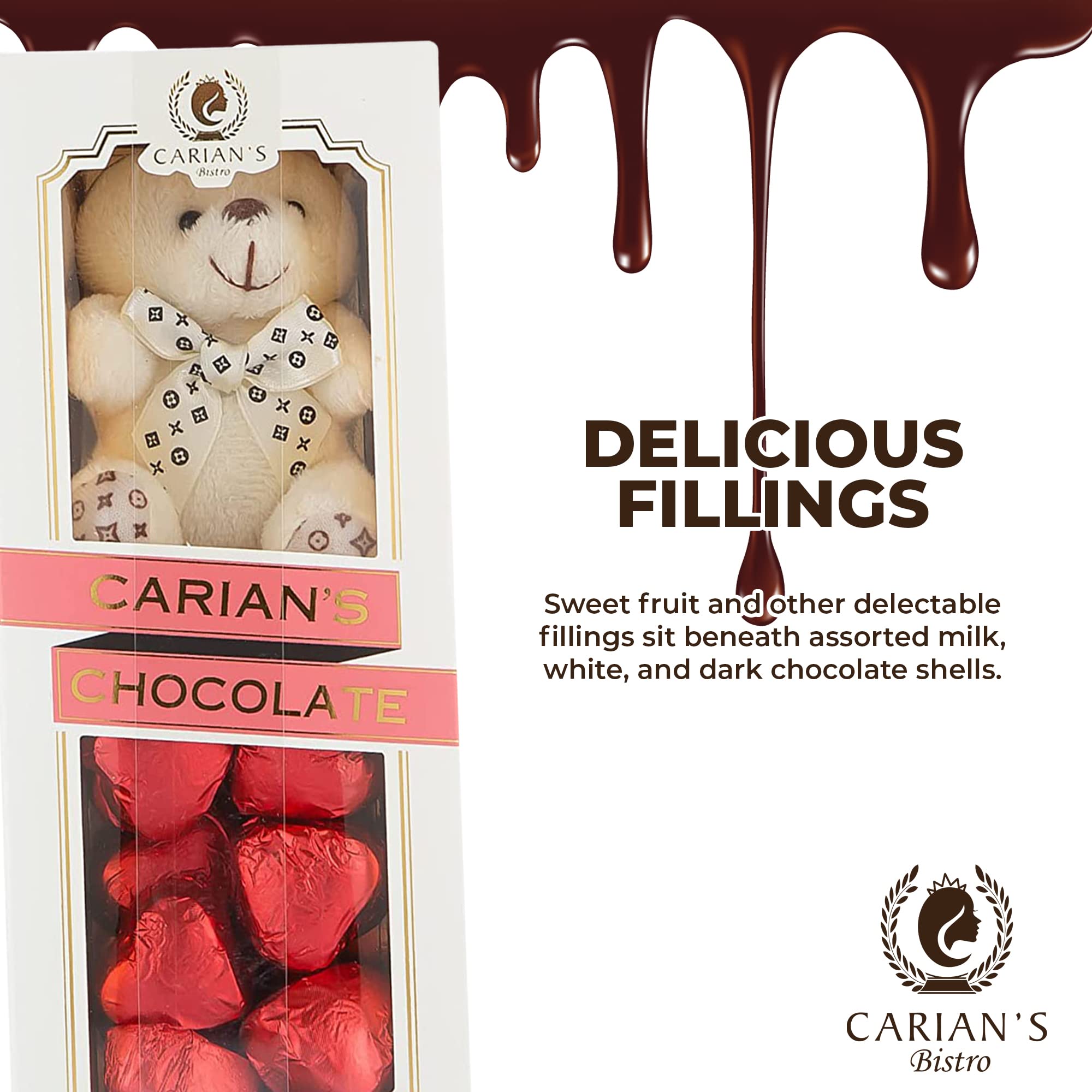CARIANS Mother's Day Chocolatier Assorted Gourmet Chocolate Gift Box, Dark, Milk, White Chocolates Truffles, Treats for Thank you, Anniversary