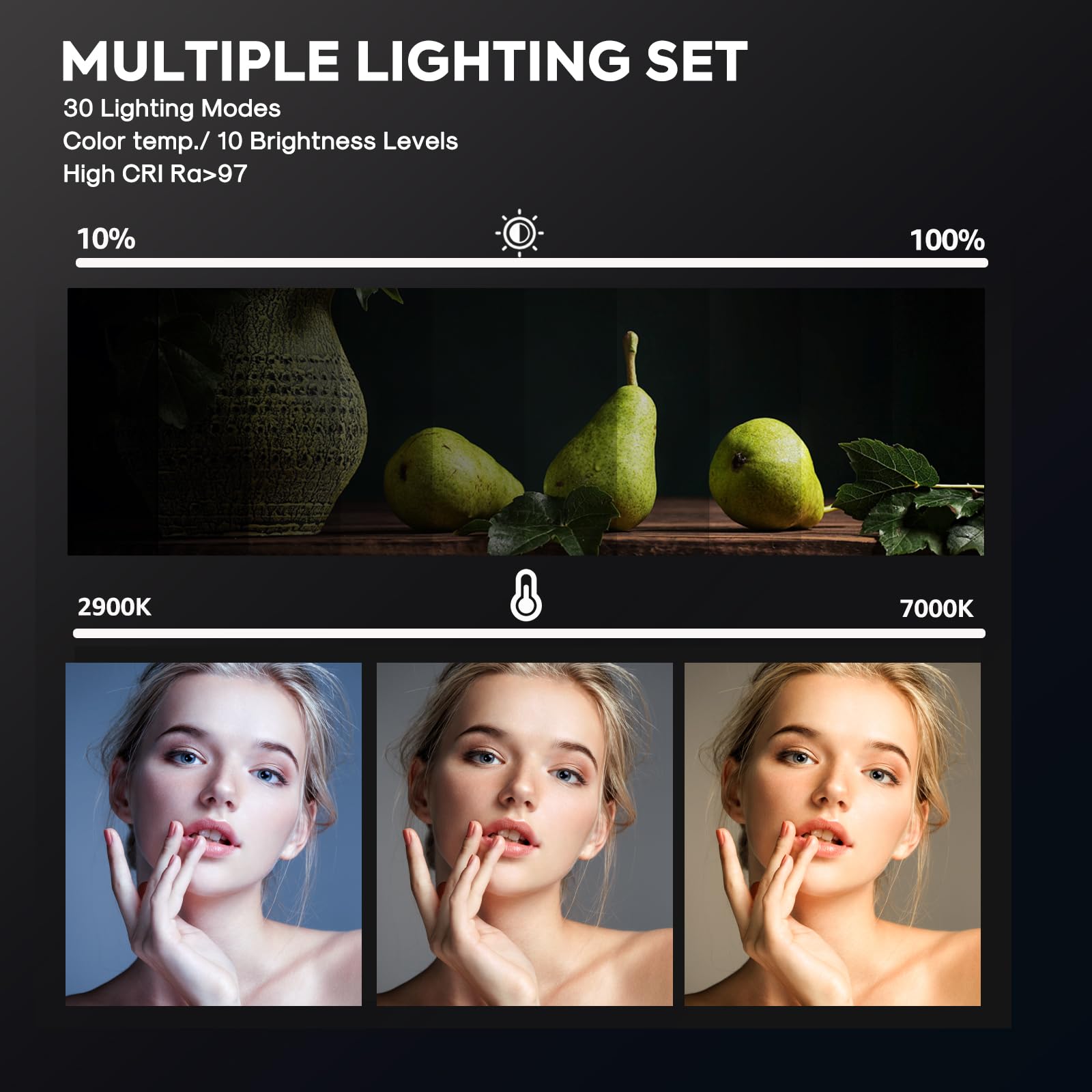 2-Pack Photography Lighting Kit, NiceVeedi 22W LED Video Light Kit, 2900-7000K Dimmable Studio Light with Tripod Stand, 73" Stream Light for Video Recording: 2-Pack Photography Lighting Kit, NiceVeedi 22W LED Video Light Kit, 2900-7000K Dimmable Studio Light with Tripod Stand, 73" Stream Light for Video Recording