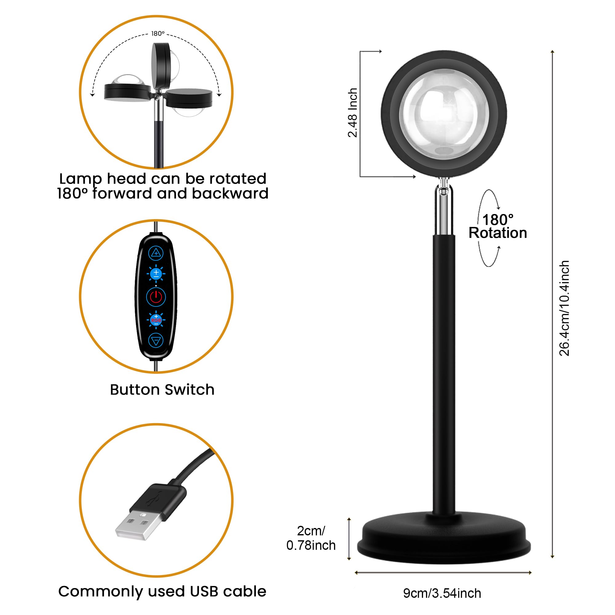 Tsrarey Sunset Lamp Projector with Remote Control, Multiple Colors LED APP Control Sunset Light Three Control Methods Night Light for Room Decor/Christmas Gifts/Photography/Party/Bedroom Decor: Multicolor