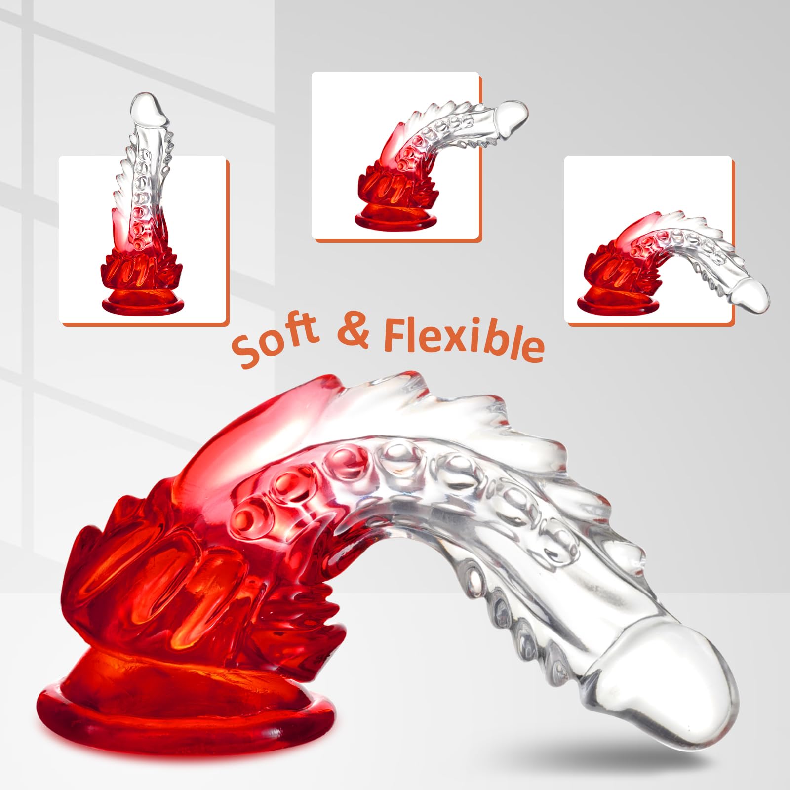 Wdrssfys Dragon Dildo,7.8 Inch Realistic G-spot Dildo Clear-Red Gradient Dildo with Barbs,Fantasy Dildo Adult Sex Toys for Women en and Couples: L