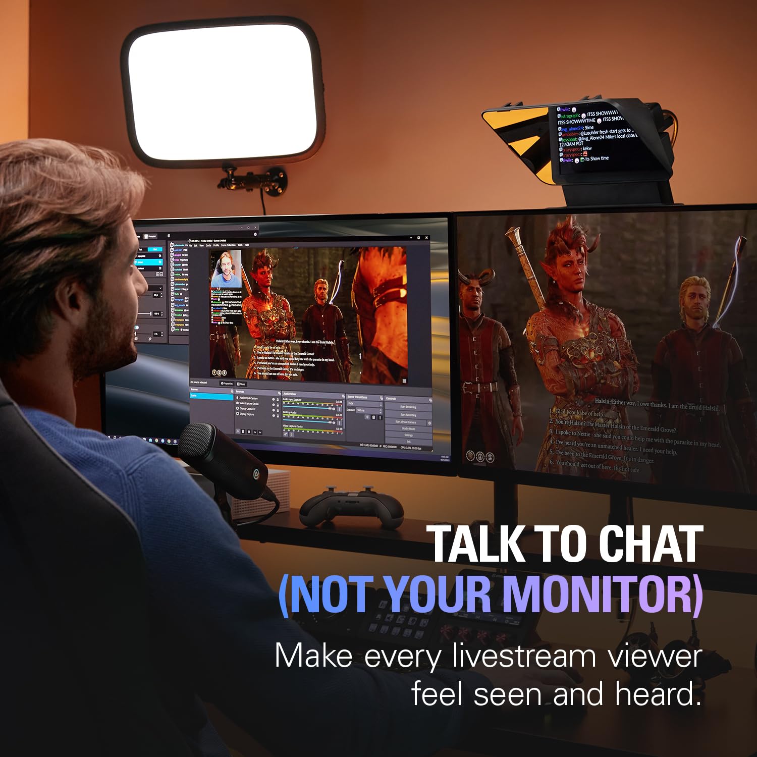 Elgato  – Teleprompter with Built-in Screen for YouTube, Twitch, Zoom, MS Teams and More, Supports DSLR/Webcam/Smartphone, Drag & Drop Monitor Display, Works with Mac/PC & Stream Deck: Prompter
