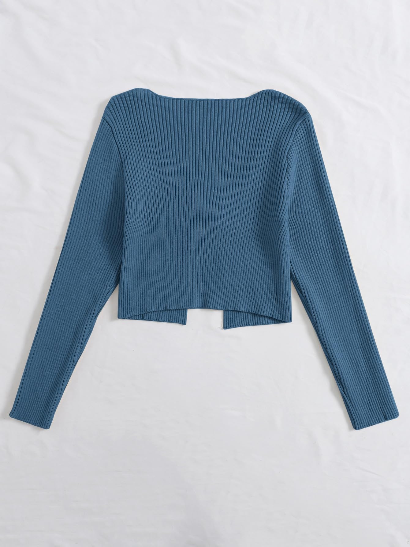 Floerns Women's Tie Front Long Sleeve Rib Knit Shrug Sweaters Cardigan Crop Top