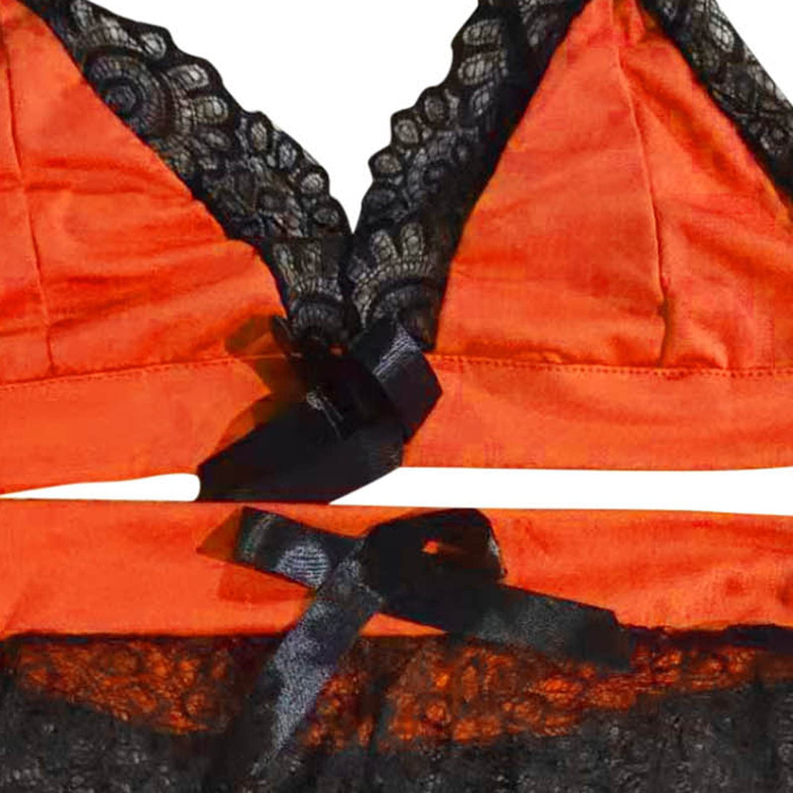 maisdgop Women Lingerie Bodysuit Sexy Mesh See Through Pajama Set Fashion Erotic Bra Panties Outfits Casual Homewear Sets: Medium 03 Orange