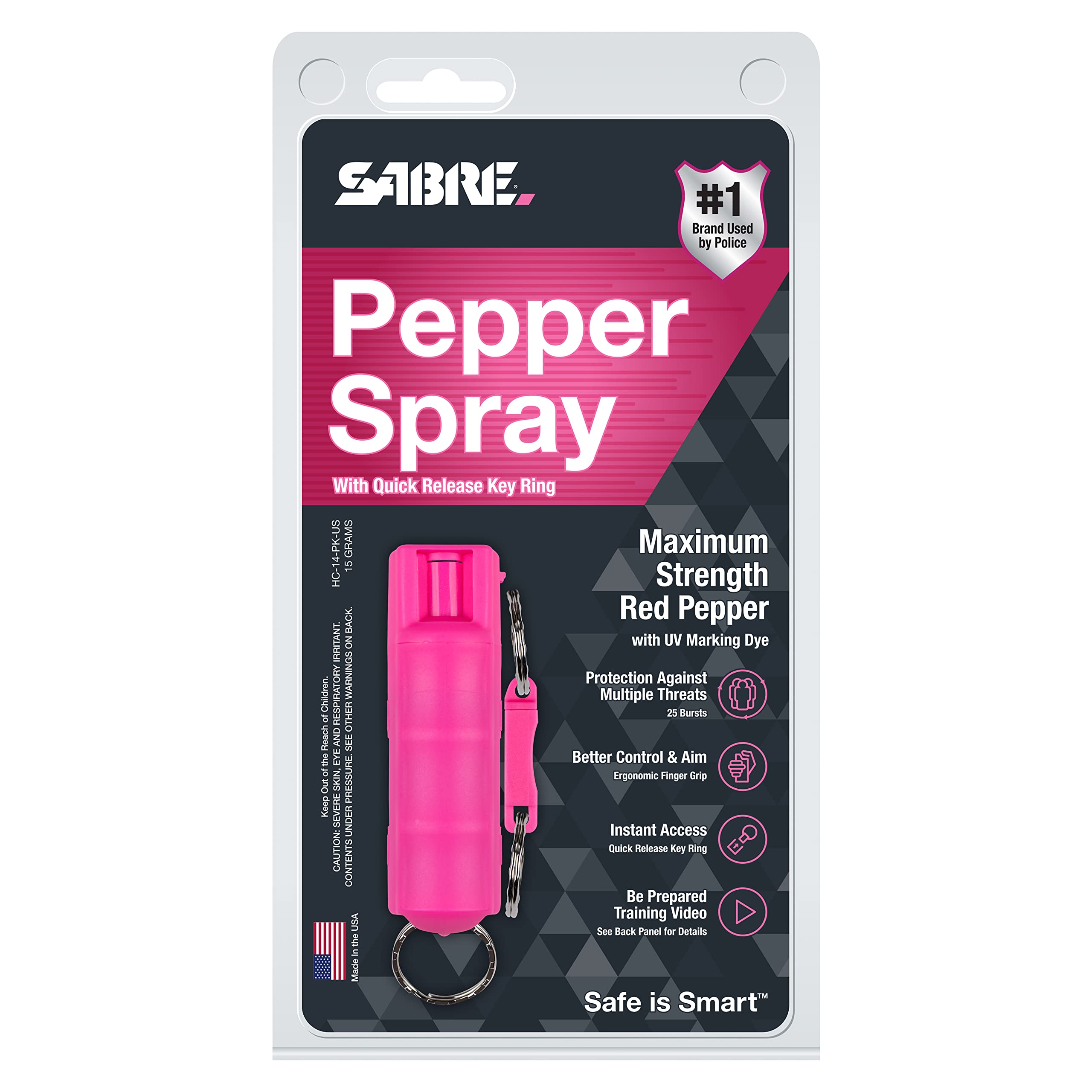 SABRE Pepper Spray And 2-in-1 Stun Gun and Flashlight, 25 Bursts of Max Strength OC Spray, Intuitive Finger Grip, 0.54 fl oz, Painful 1.160 µC Charge, 120 Lumens, Rechargeable, Safety Switch, Holster thumbnail 12